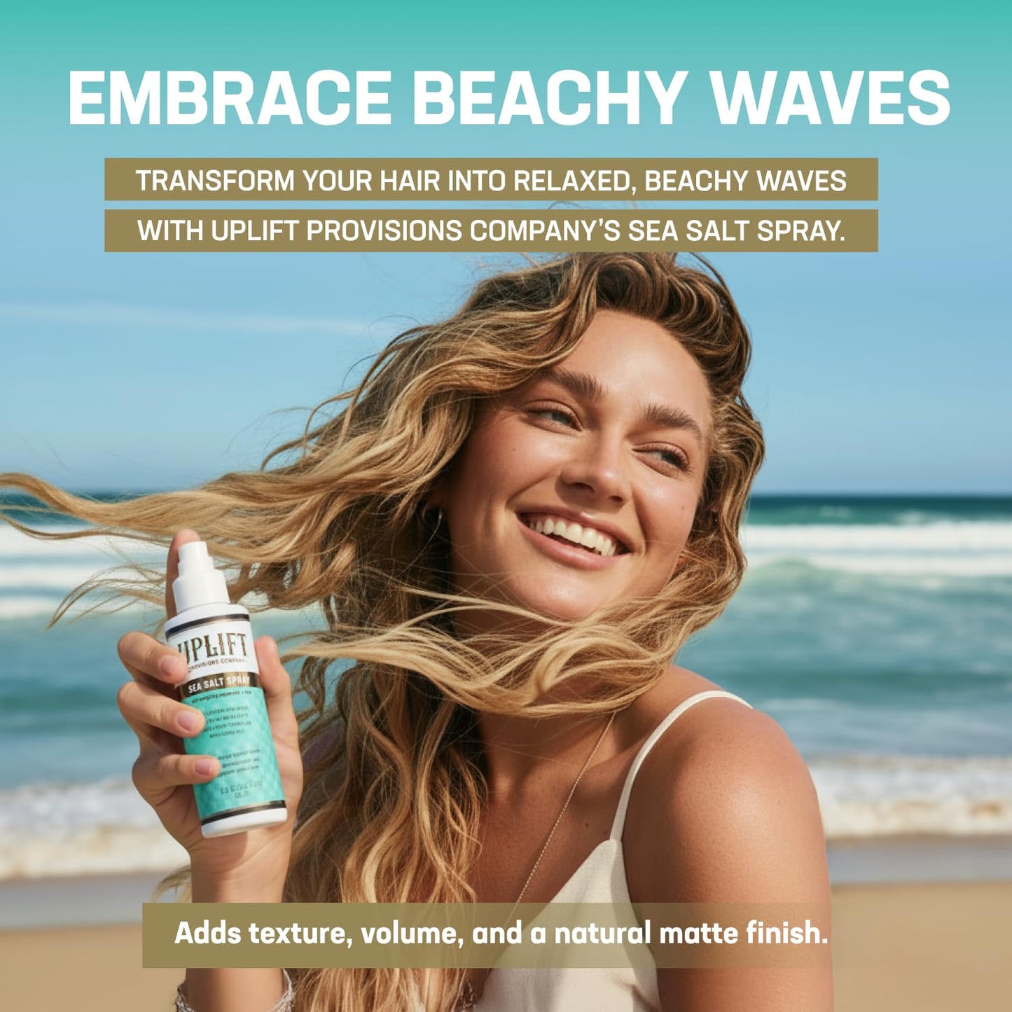 Uplift Provisions Sea Salt Spray 5.5 oz – Adds Texture & Volume for Beach Waves, Enhances Curls, Boosts Fine or Thin Hair, Lightweight Hold
