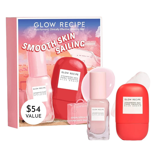 Glow Recipe Smooth Skin Sailing Set – Watermelon Glow Moisturizer + BHA Strawberry Pore Minimizer Blurring Drops, 2-Piece Skincare
