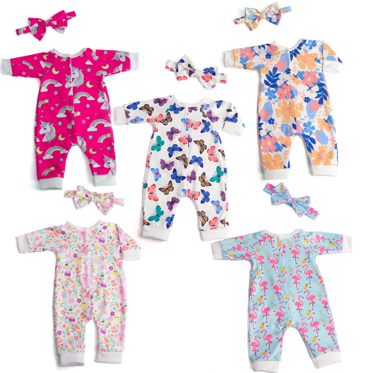 Sweet Dolly Baby Doll Accessories 5 Set Baby Doll Clothes and Headbands for 14-18 Inch Dolls, 10 PCs in Total