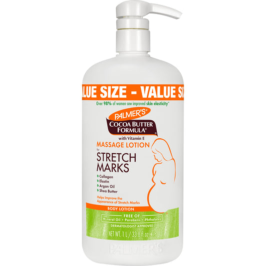 Palmer's Cocoa Butter Massage Lotion for Stretch Marks & Pregnancy, with Collagen, Elastin, Argan & Shea Butter, 33.8 oz