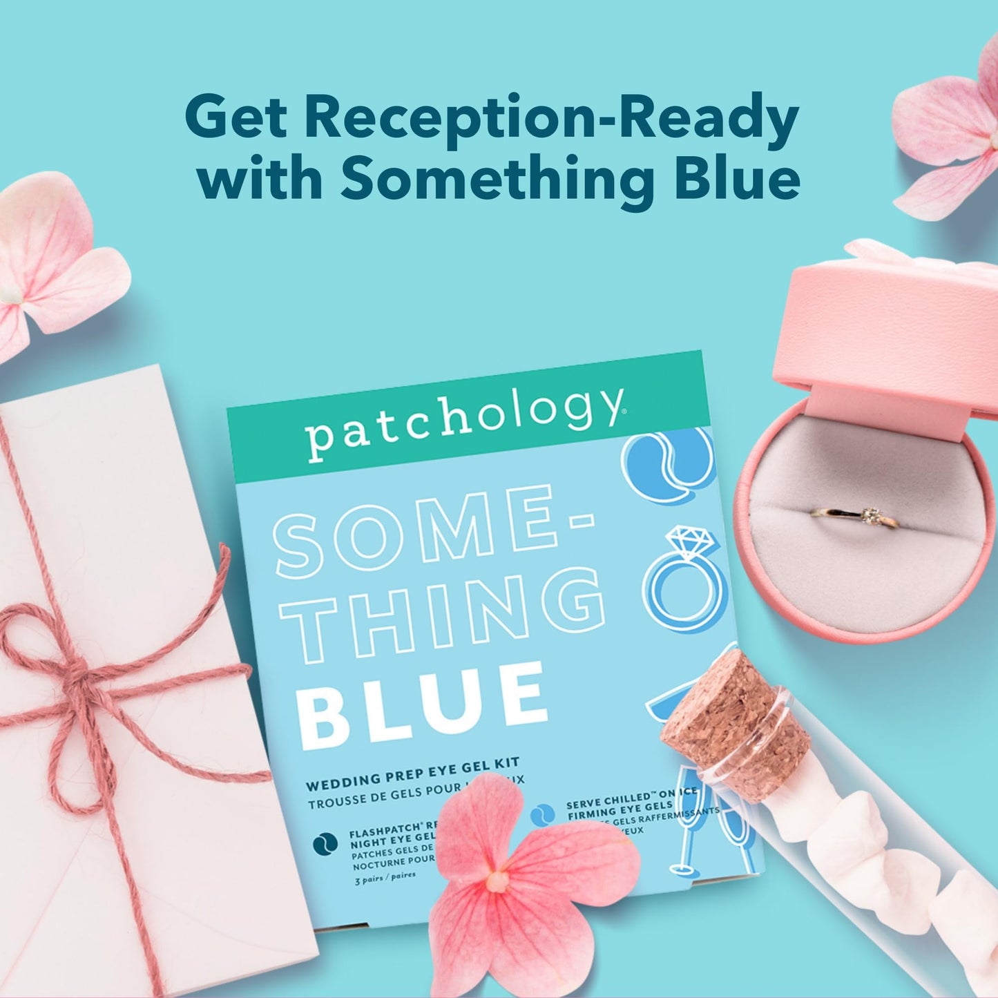 Patchology Bridal Shower Gift Set – “Something Blue” Cooling Under Eye Patches for Brides & Bridesmaids, Depuffing & Firming Gel Masks