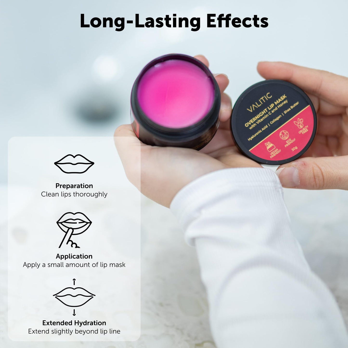 Valitic Overnight Lip Mask Butter – Hydrating Lip Balm for Dry Lips with Honey, Vitamin C, Hyaluronic Acid & Collagen, 2 Pack, 30g