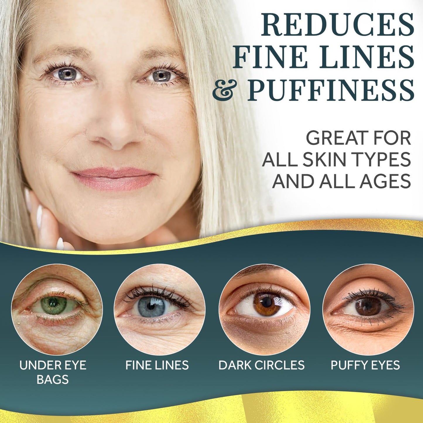 Forehead & Under Eye Wrinkle Patches – Collagen, Hyaluronic Acid & Vitamin A, Line Remover Skin Pads, 26 Golden Sachets