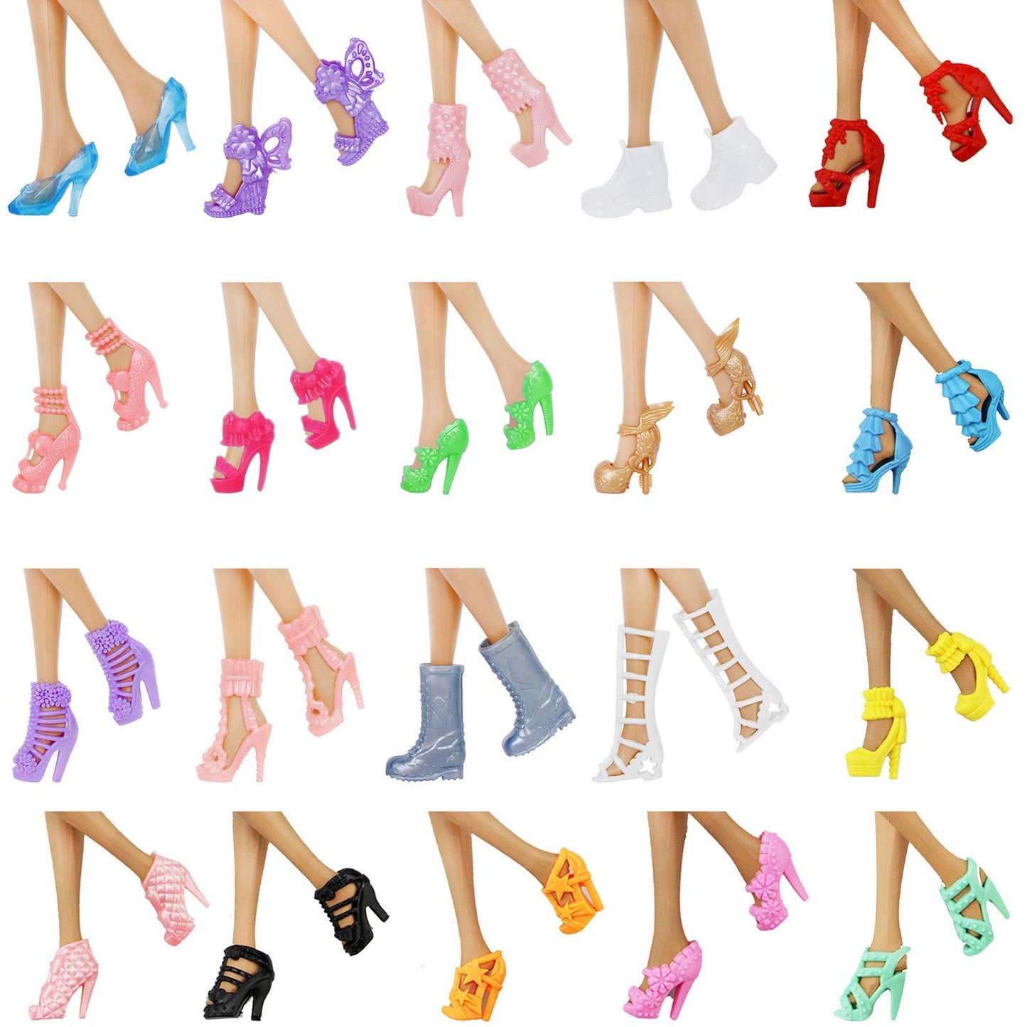 BJDBUS 1 Doll Shoes Rack Shelf + 20 Pairs Shoes Set Accessories High Heel Boots Sandals Assorted Furniture for 11.5 Inch Girl Doll