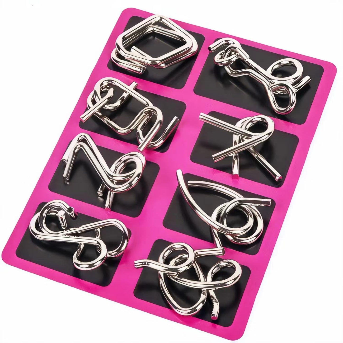 GEKELI 24-Piece Metal Wire Puzzle Set with Pouch – Brain Teasers, IQ Challenge, Interlock & Unlock Games, Magic Trick Toy for Kids & Adults