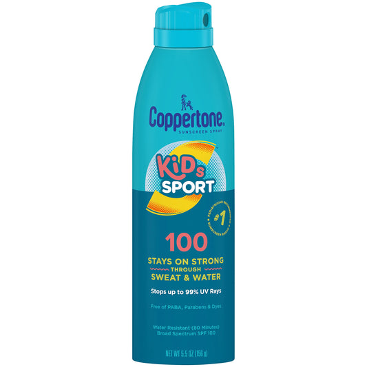 Coppertone SPORT KIDS Sunscreen Continuous Spray SPF 100 (5.5 Ounce) (Packaging may vary)