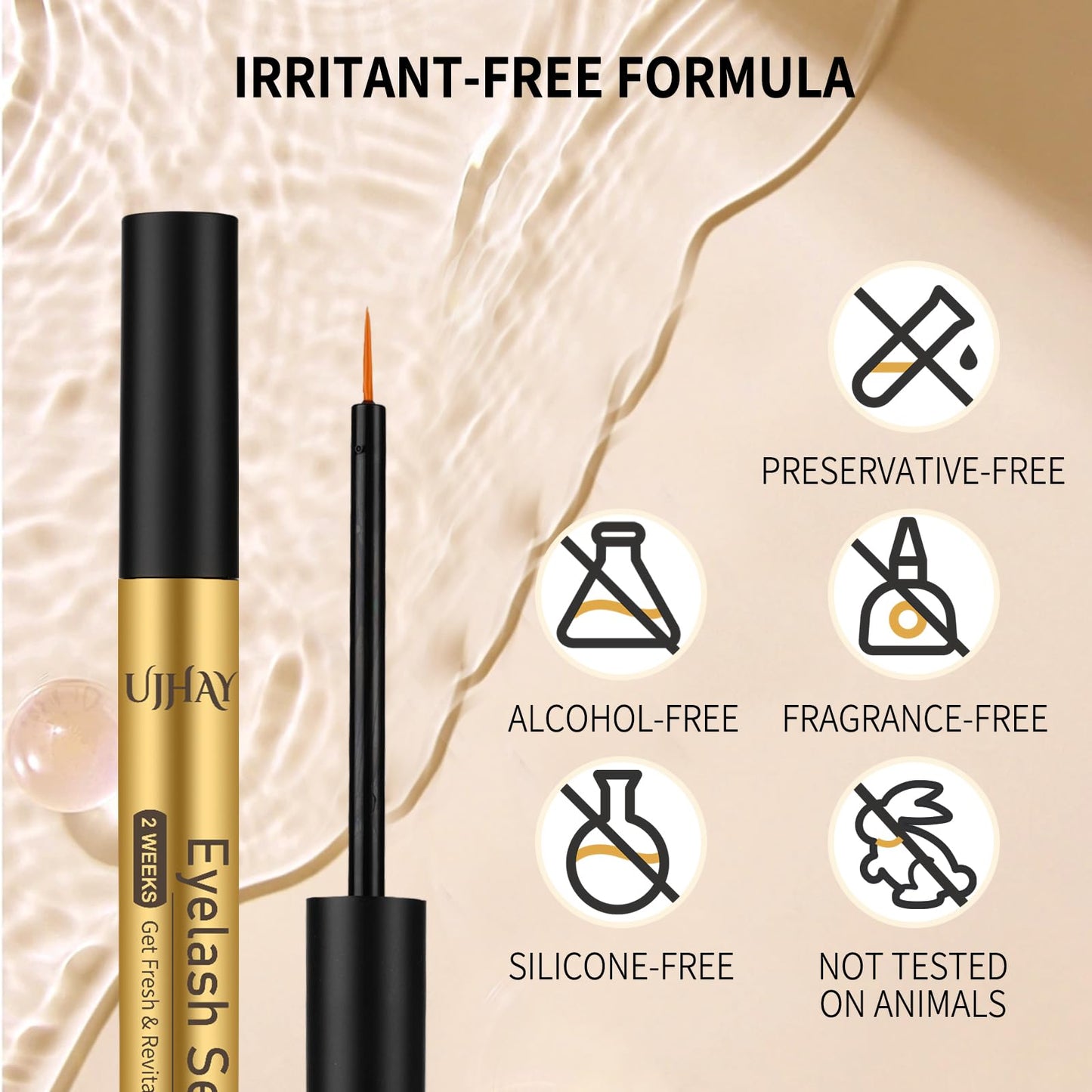 Eyelash Growth Serum for Thicker, Longer, Natural Lashes – Grow Luscious, Natural Lashes with Advanced Enhancer | Vegan & Cruelty-Free Treatment