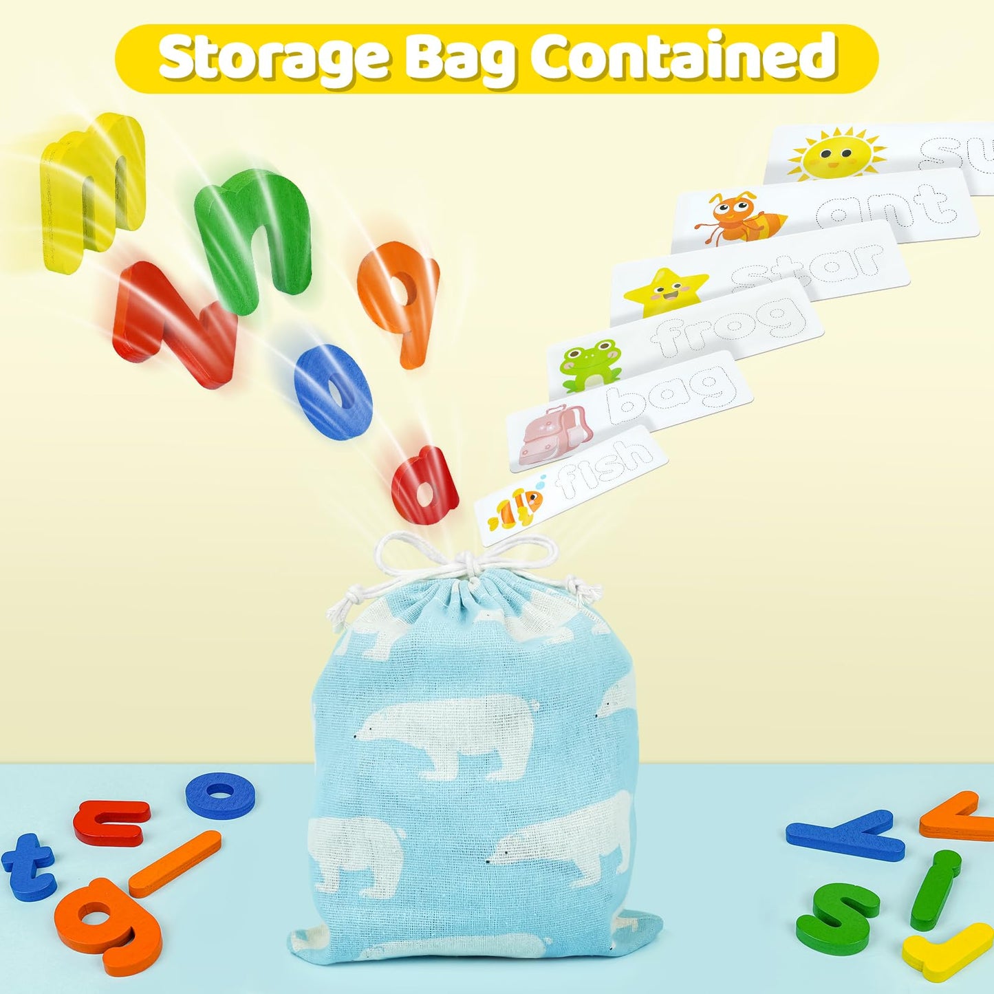 BEESTECH Wooden Alphabet Learning Toy for Toddlers – ABC Puzzle Flash Cards & Letter Matching Game for Kids Ages 2-5, Preschool Educational Toy