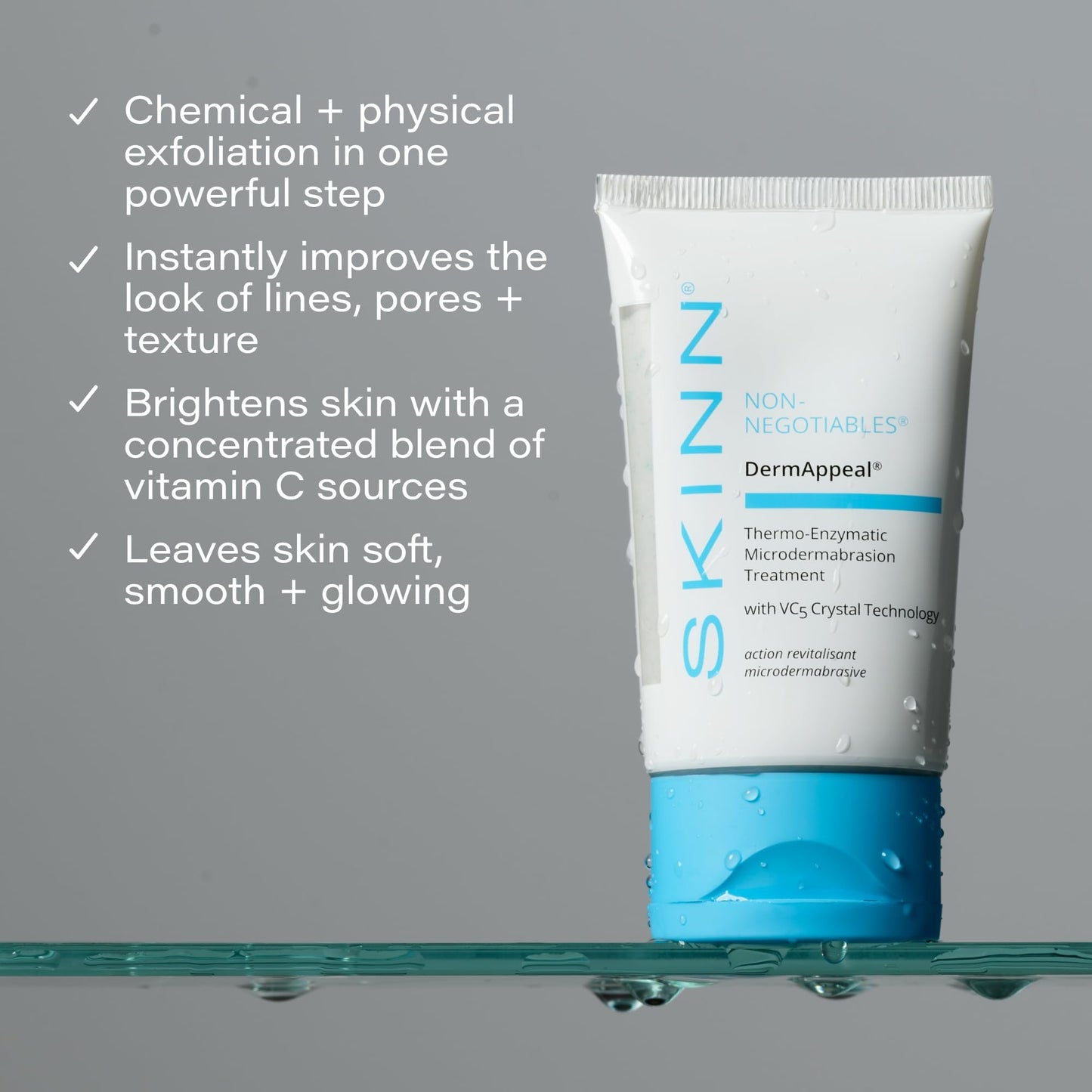 SKINN DermAppeal® Microdermabrasion Facial Scrub, 2oz – Exfoliates Dead Skin, Smooths Wrinkles & Fine Lines for Glowing, Clear Skin