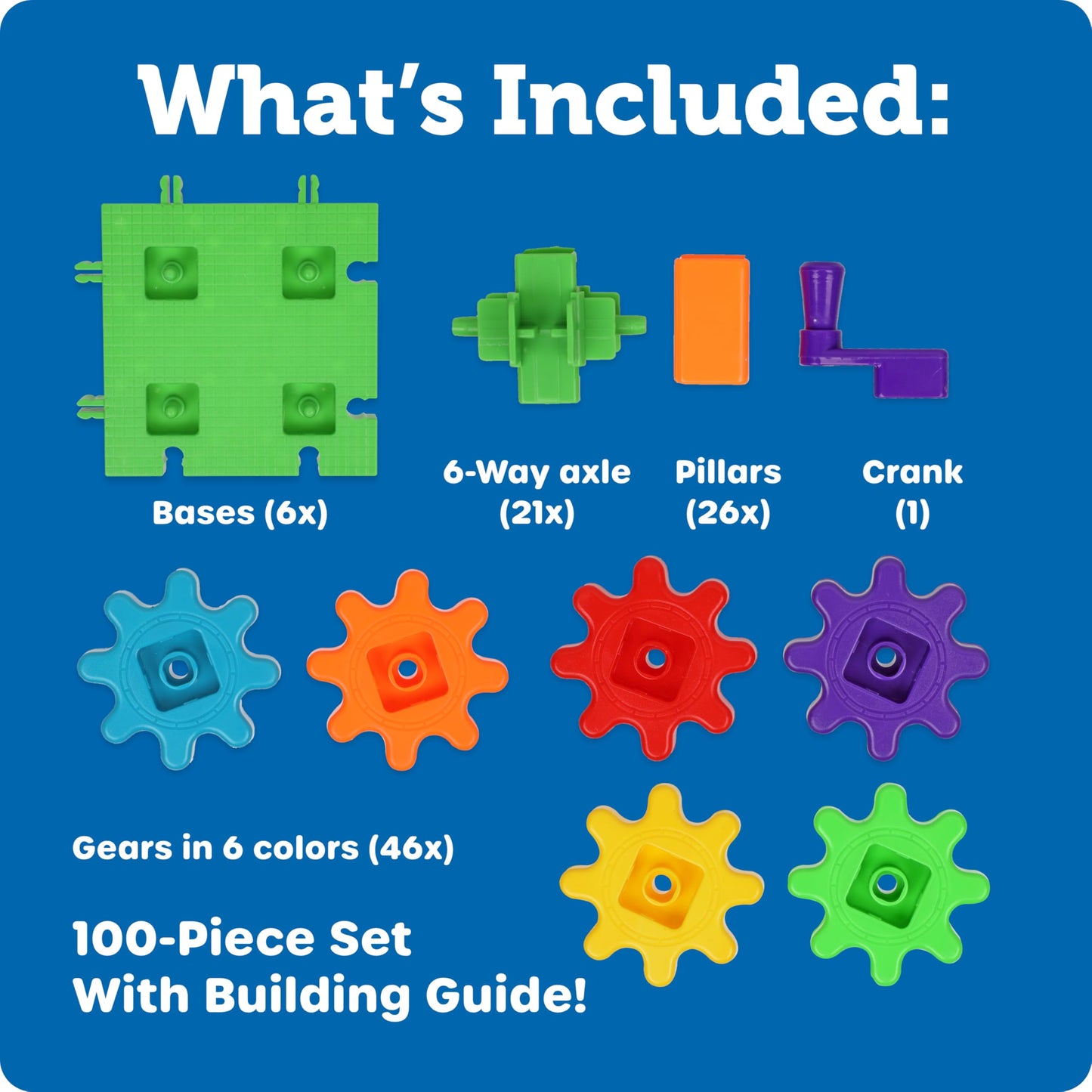Learning Resources Gears! Gears! Gears! 100-Piece Deluxe STEM Building Set for Kids 3+, Preschool Construction & Gear Toys