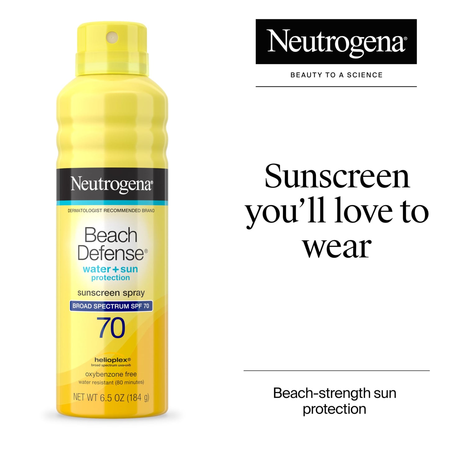 Neutrogena Beach Defense SPF 70 Sunscreen Spray - Broad Spectrum Sun Protection for Face & Body, Water-Resistant, Fast-Absorbing, 6.5 fl oz