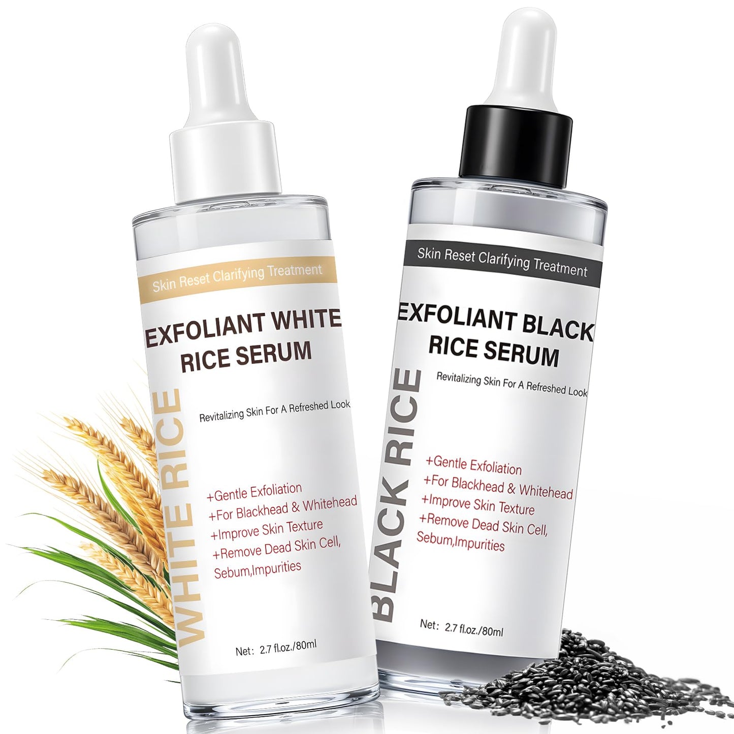 Duo Soft Black Rice Peel Exfoliating Ampoule – Gentle Face & Body Serum for Dead Skin, Deep Cleansing, Pore Minimizing & Hydration