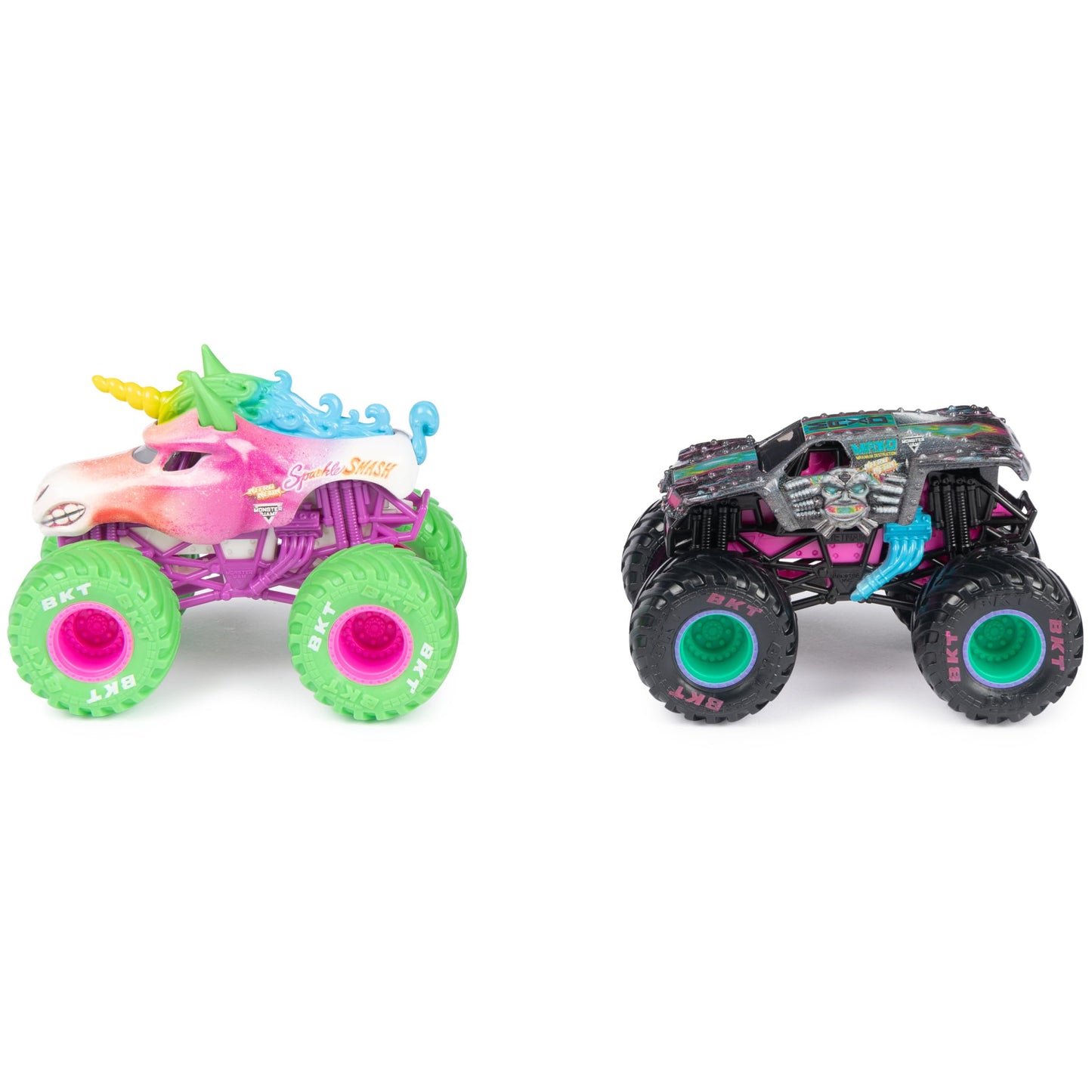 Monster Jam, Official Nitro Neon, Sparkle Smash Vs. Max-D, 1:64 Scale Die-Cast Monster Trucks, Kids Toys for Boys Ages 3 and up