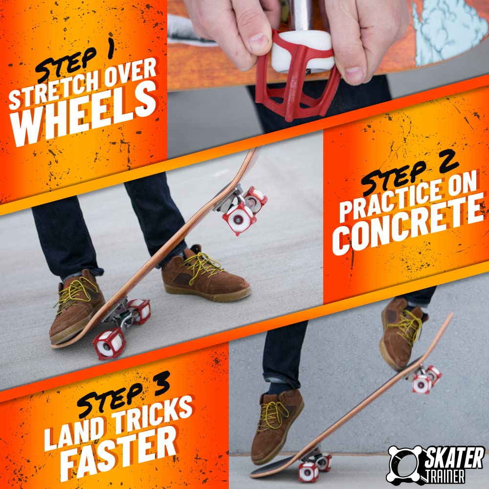 Skater Trainers for Kids 8-12 - Learn Ollies, Kickflips & Tricks Faster - Skateboarding Accessories, Stocking Stuffers, Fits All Wheels