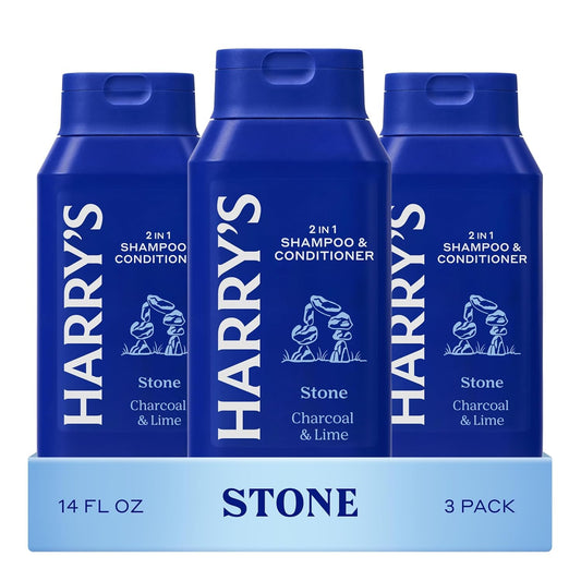 Harry's Men's 2 in 1 Shampoo and Conditioner for All Hair Types - New Stone Scent - (3 Pack) 14 fl oz - No Parabens or Sulfates