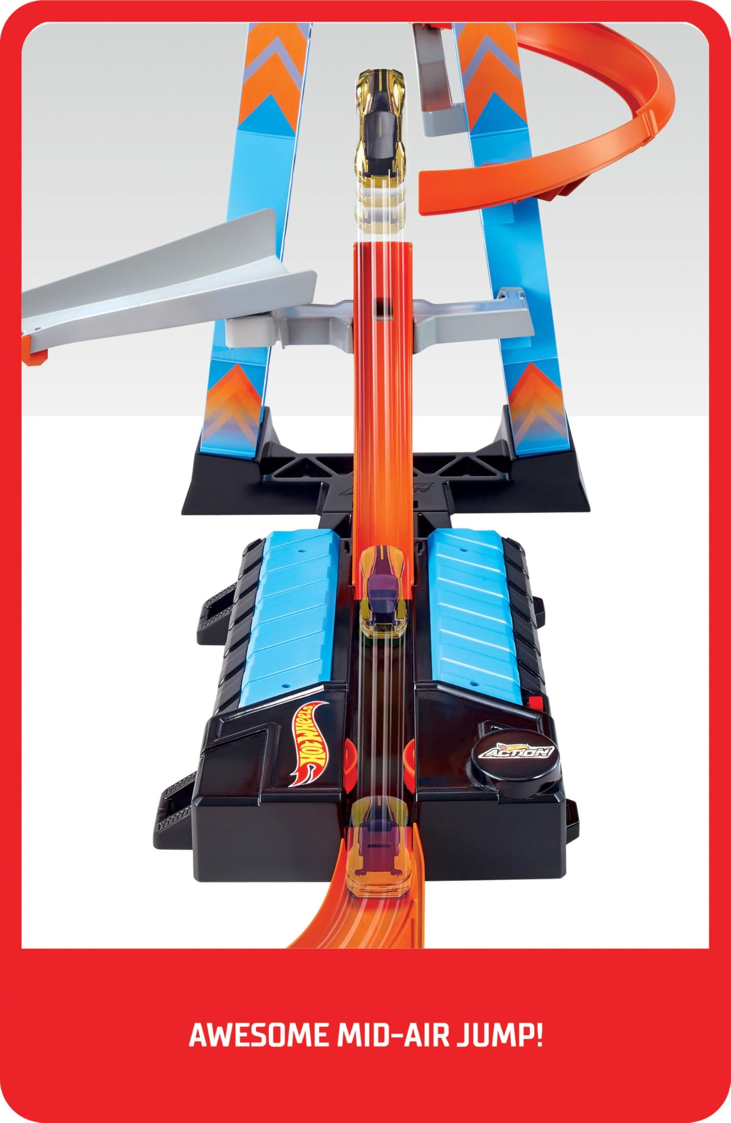 Hot Wheels Sky Crash Tower Track Set with Motorized Booster, 2.5+ ft High, Includes 1 Car, Race Multiple Vehicles, Kids Toy Ages 5+