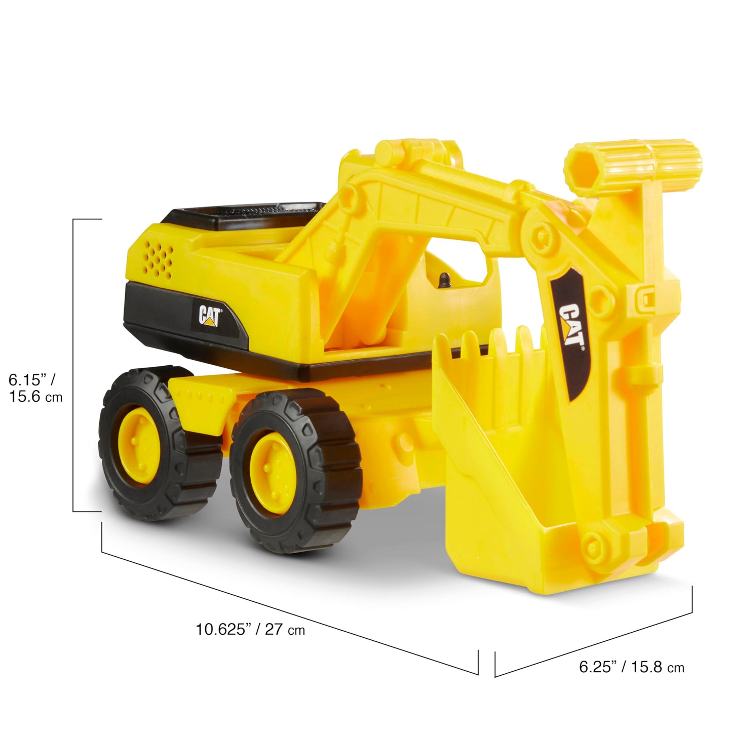 Cat Construction Fleet 10" Excavator Toy – Heavy-Duty Plastic, Working Boom & Bucket, Free-Rolling Wheels, Indoor/Outdoor Sandbox Vehicle for Kids 2+