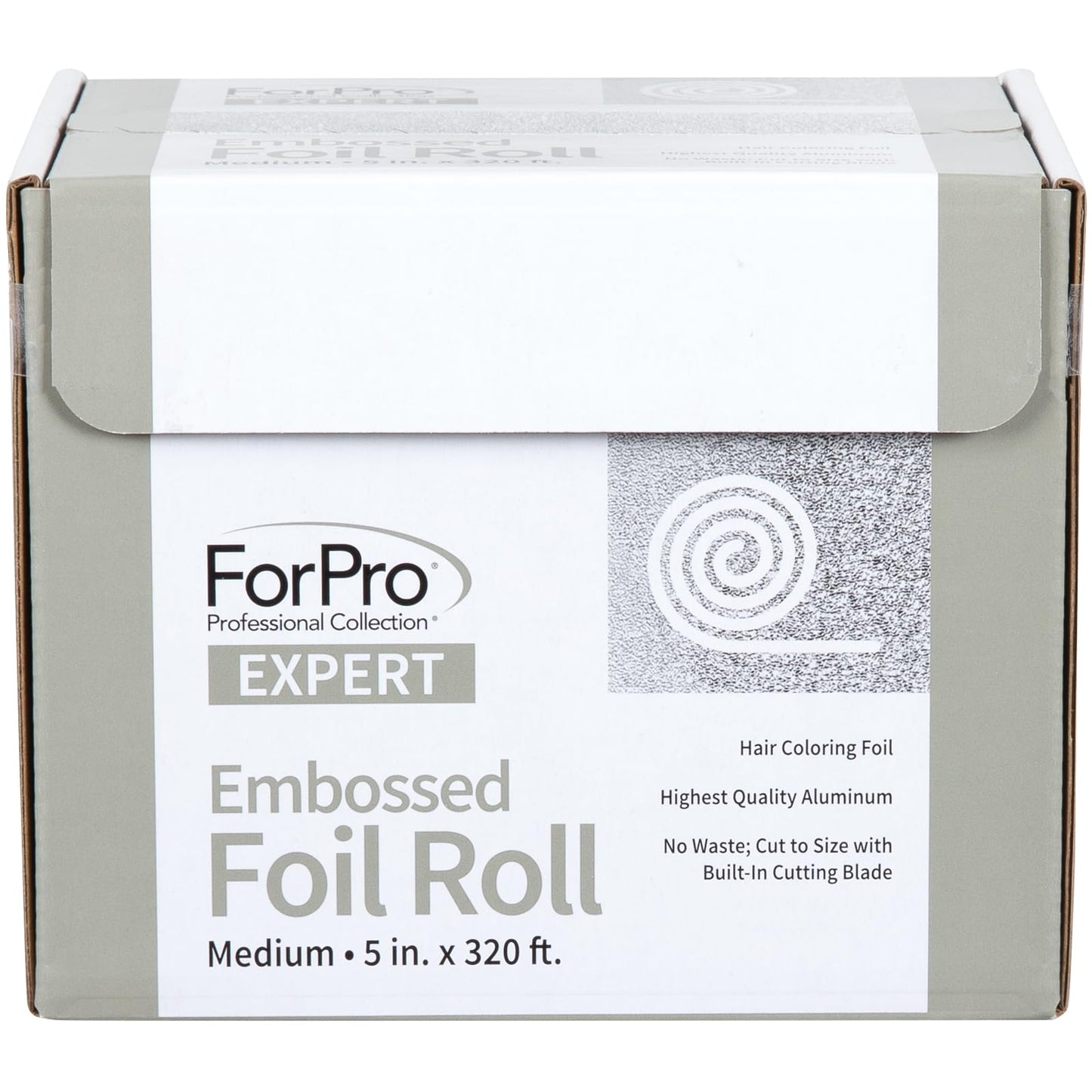 ForPro Expert Embossed Aluminum Foil Roll 320 Ft – Professional Hair Foils for Color, Highlights & Balayage, Medium 5W, Silver