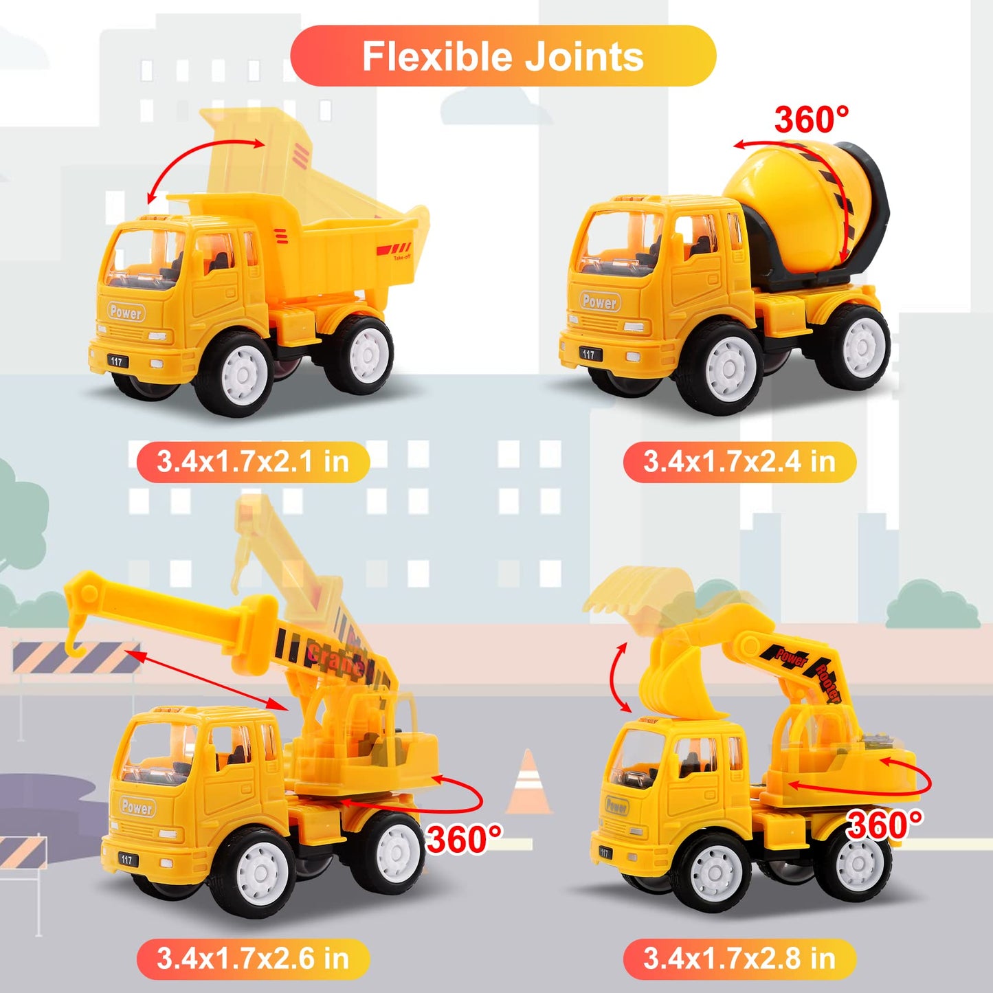 Nicmore 5-in-1 Construction Truck Toddler Toy Car – Gifts for Boys Ages 1-4, Carrier Playset for Birthday & Christmas