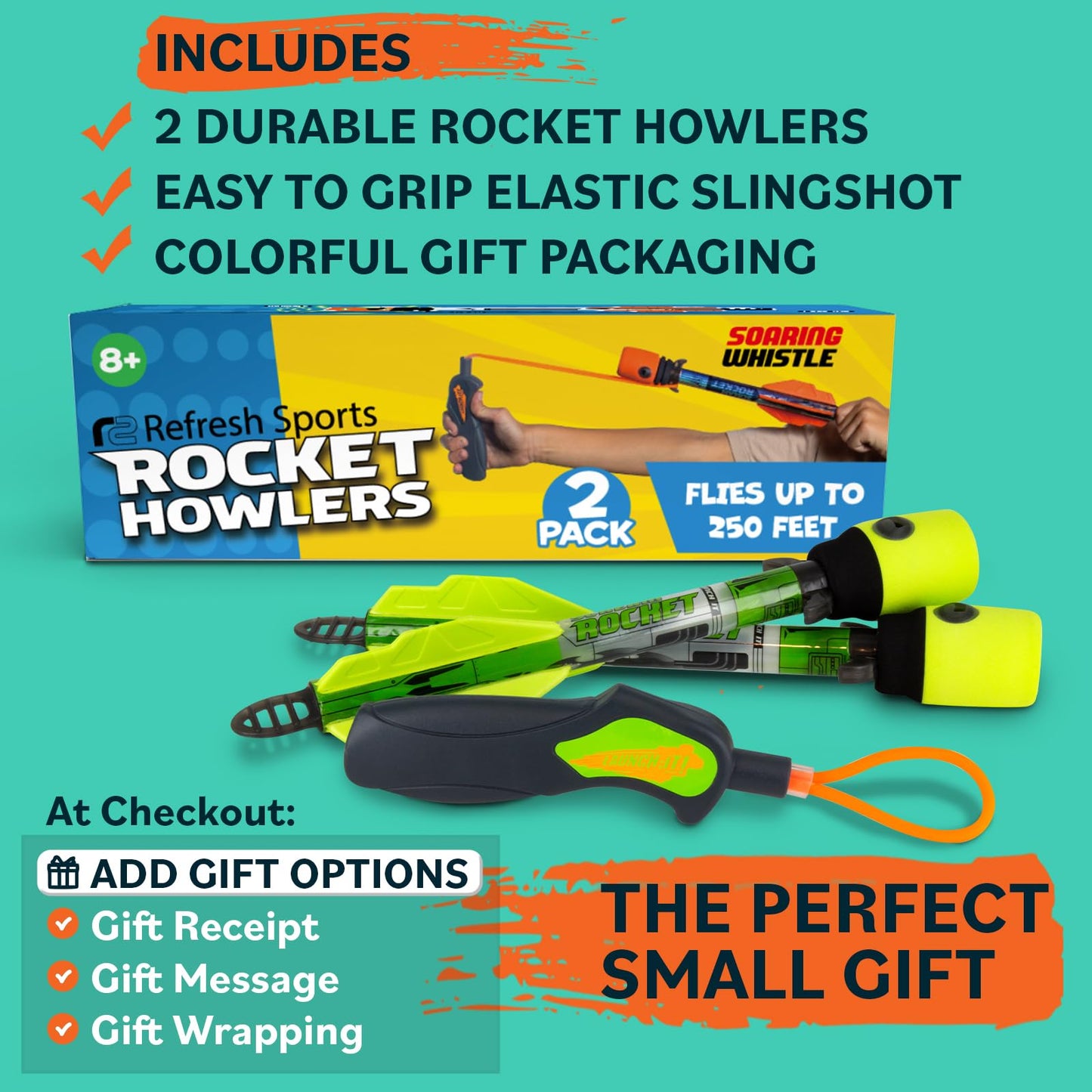 Light Up Foam Rocket Toys for Kids – LED Slingshot Launcher with Lights & Sound, Outdoor Fun, Party Favors & Gifts for Ages 8+