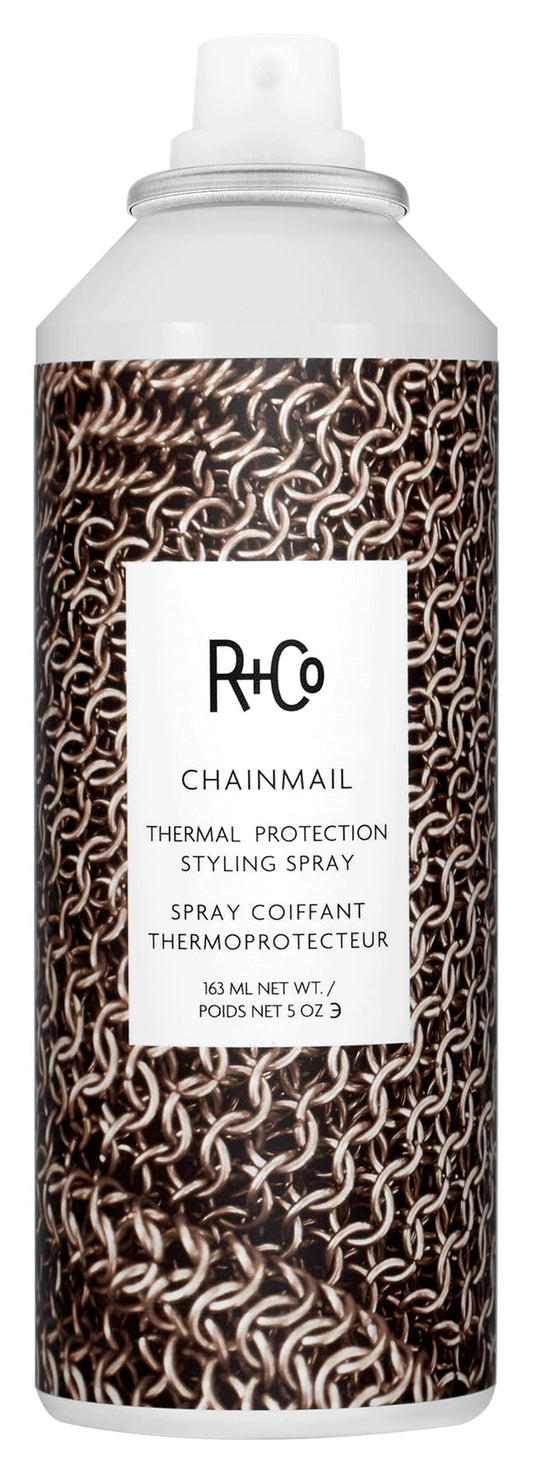 R+Co Chainmail Heat Protection Spray For Hair | Thermal Protection + Flexible Hold + Silky Shine | Vegan + Cruelty-Free | 5 Oz