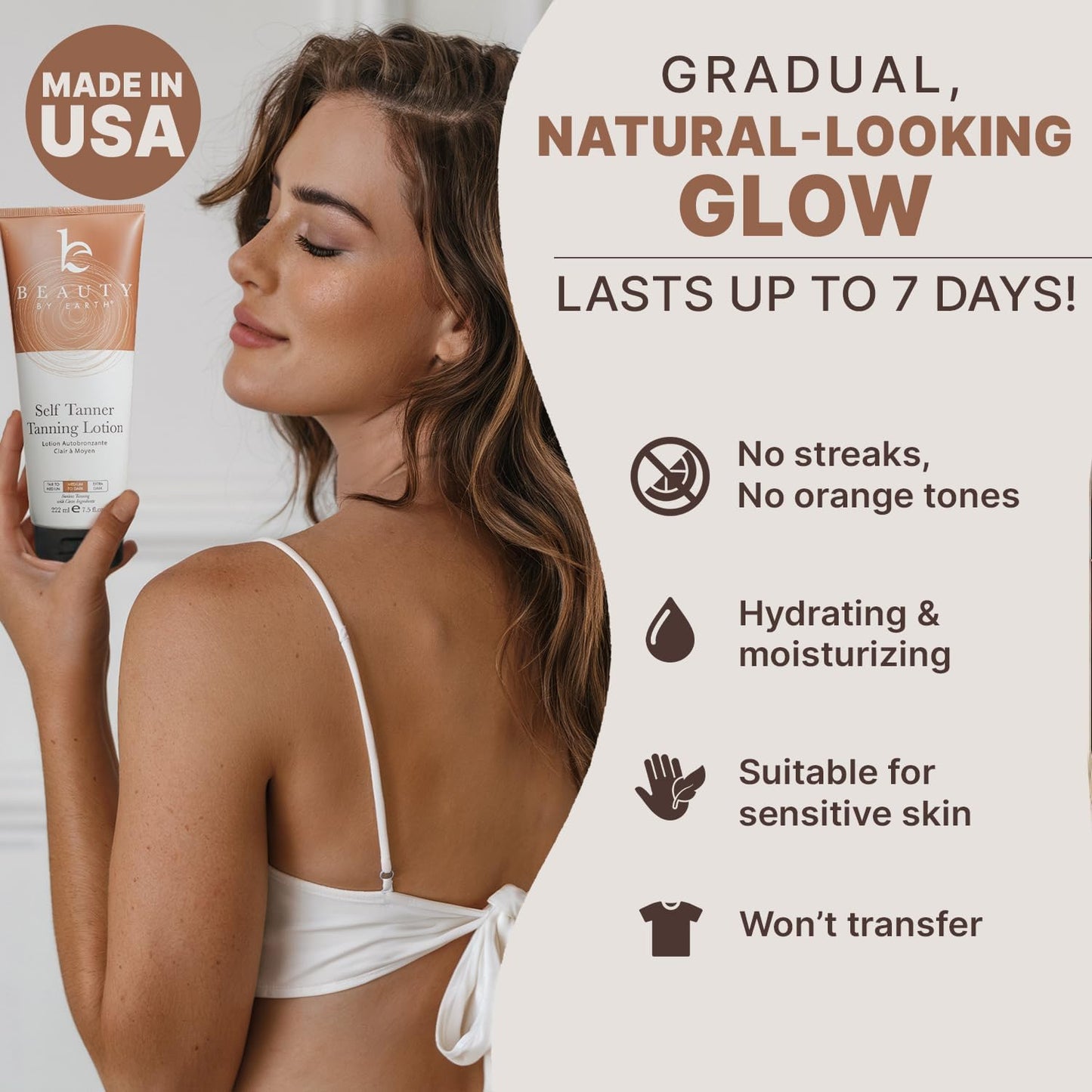 Self Tanner with Tanning Mitt - USA Made Sunless Self Tanning Lotion with Organic Ingredients