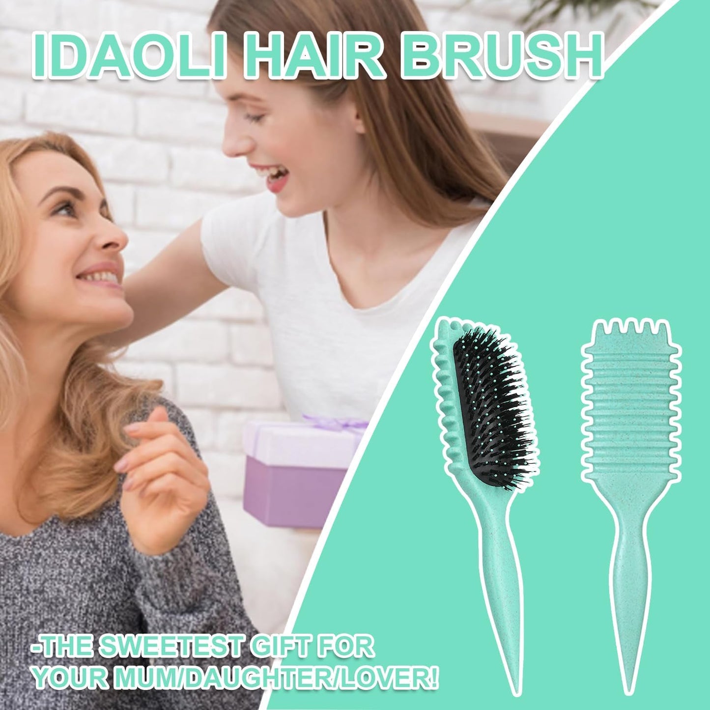 iDAOLI Curl Defining Hair Brush, 2025 Flash Hair Styling Brush for Curly Hair, Shaping & Defining Curls for Women（Green)