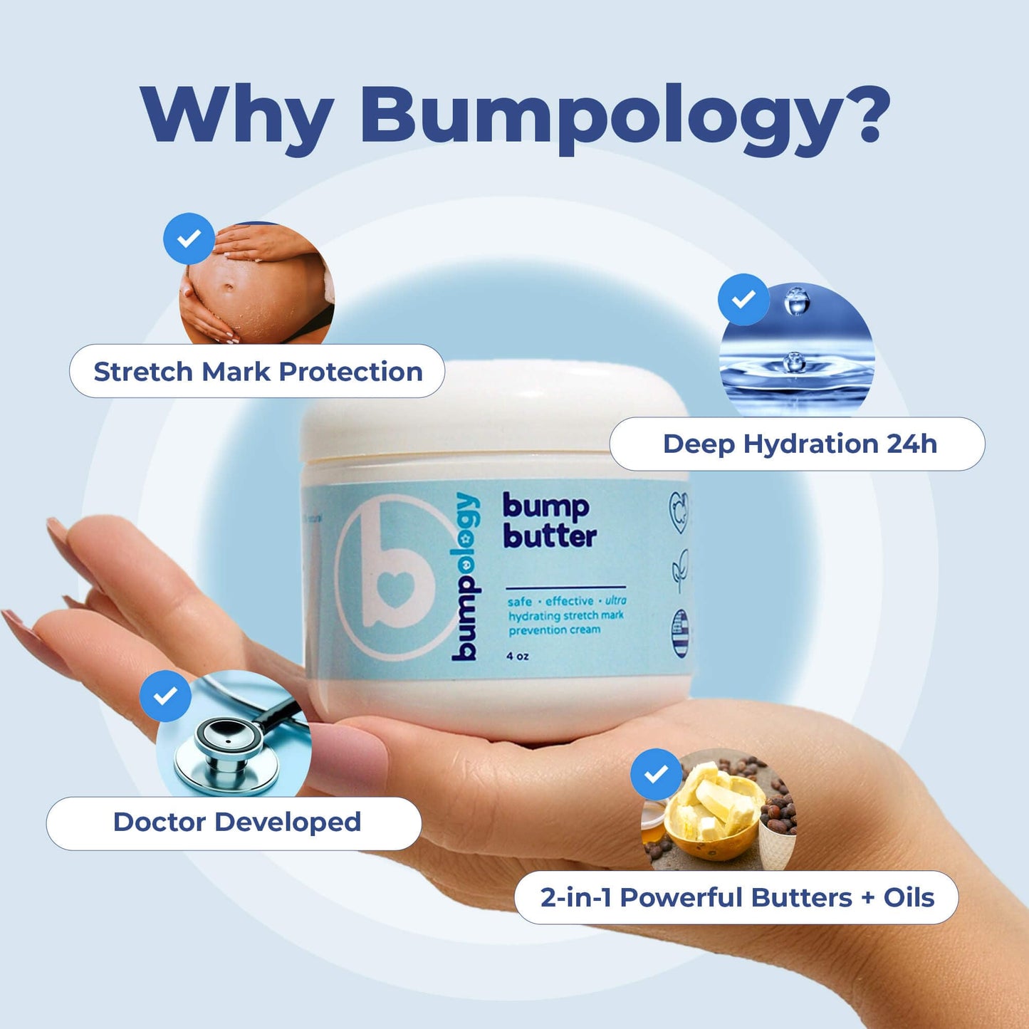 Bumpology Bump Butter Stretch Mark Cream – 2-in-1 Moisturizing Butters & Oils, Physician Formulated, Pregnancy Safe Hydrating Lotion, Made in USA