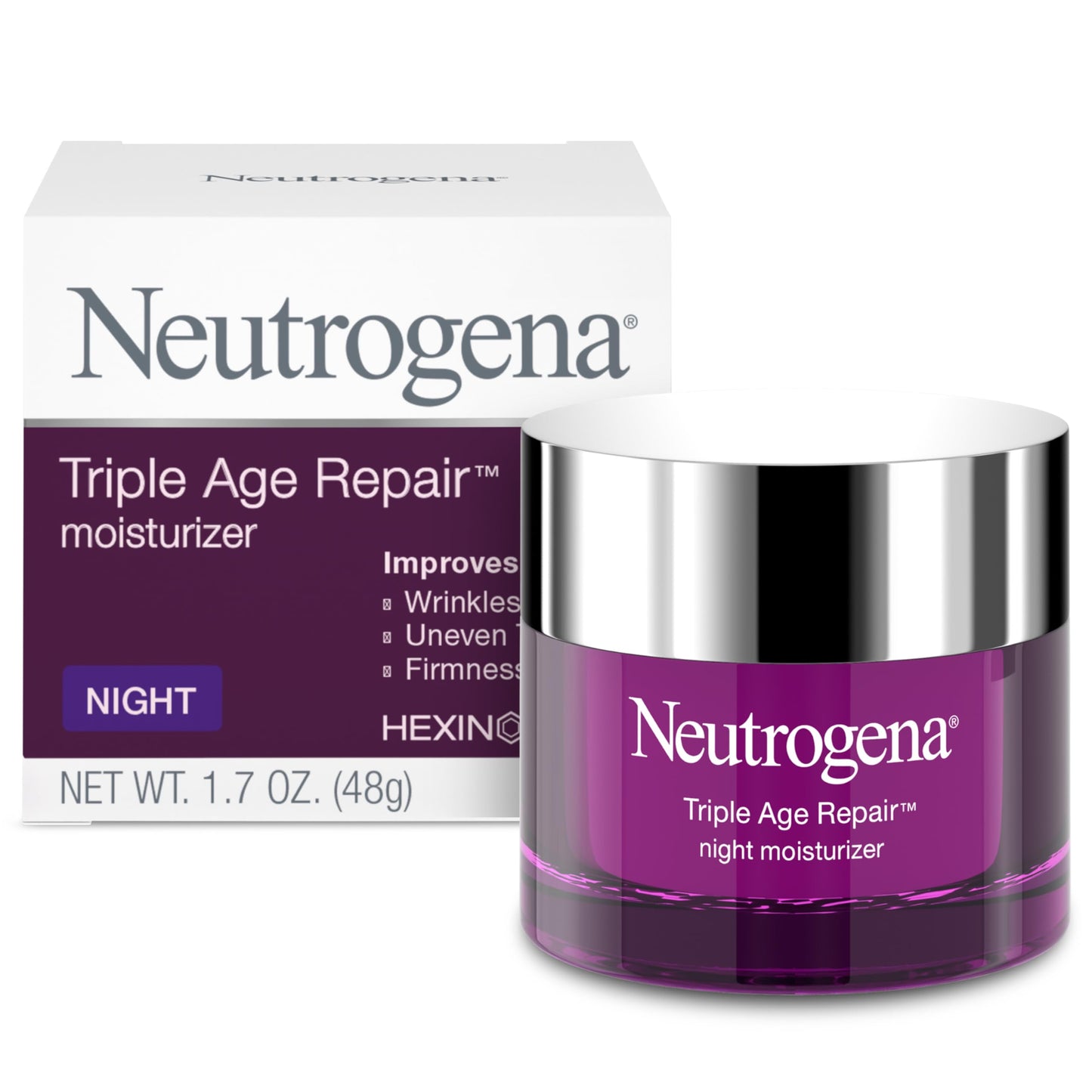 Neutrogena Triple Age Repair Night Cream 1.7oz – Anti-Aging, Hydrating Face Moisturizer with Vitamin C for Even Skin Tone & Firming