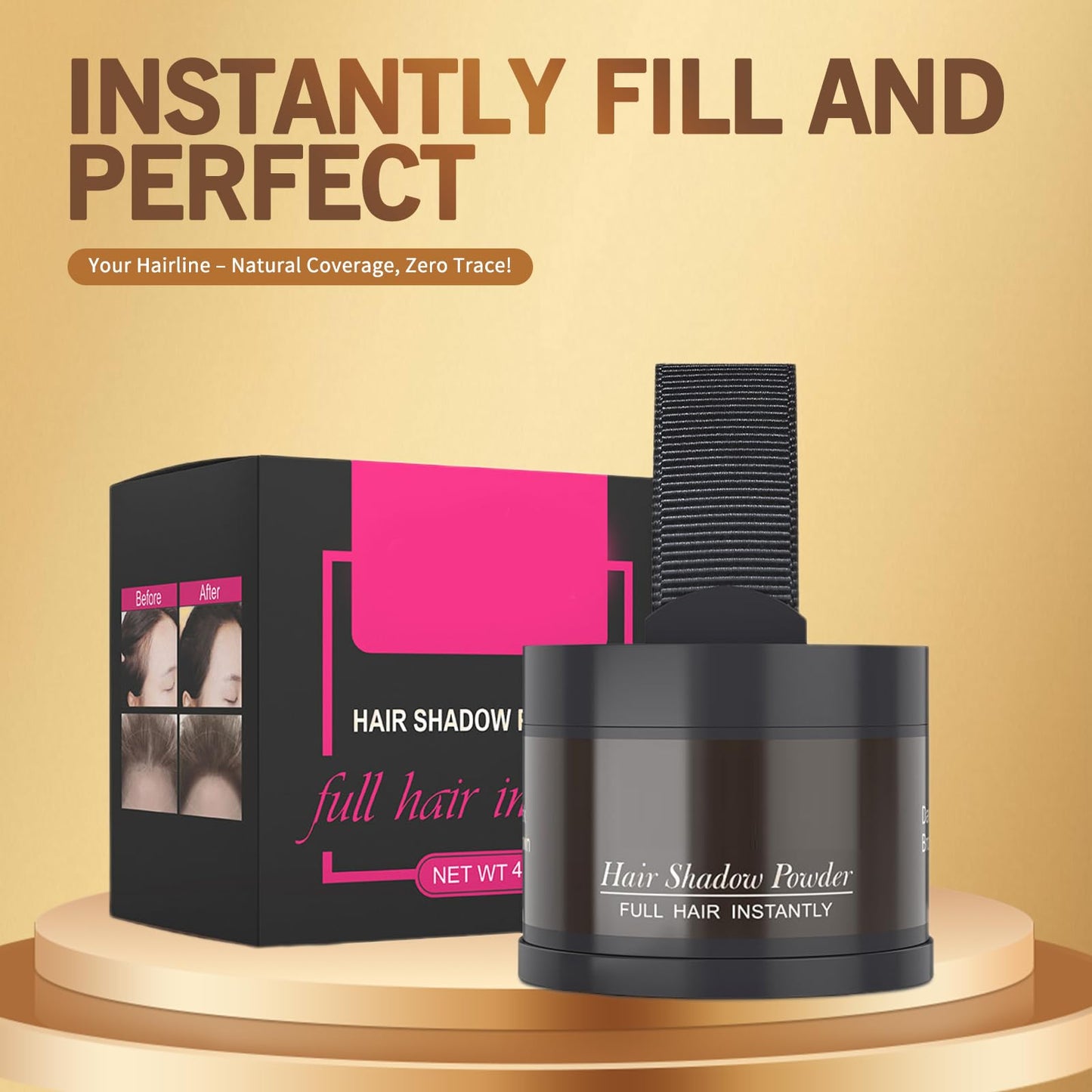 gowwim Hairline Powder(Dark Brown) Hair Root Dye, Instantly Hair Color Shadow Cover Gray Hair Root, Hair Touch-Up, Thin Hair Powder 4 g