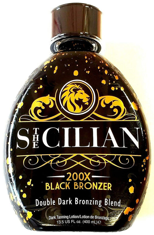 The Sicilian 200X Dark Black Bronzer Tanning Lotion – Gradual Sunless Tanner for Glowing, Nourished Skin