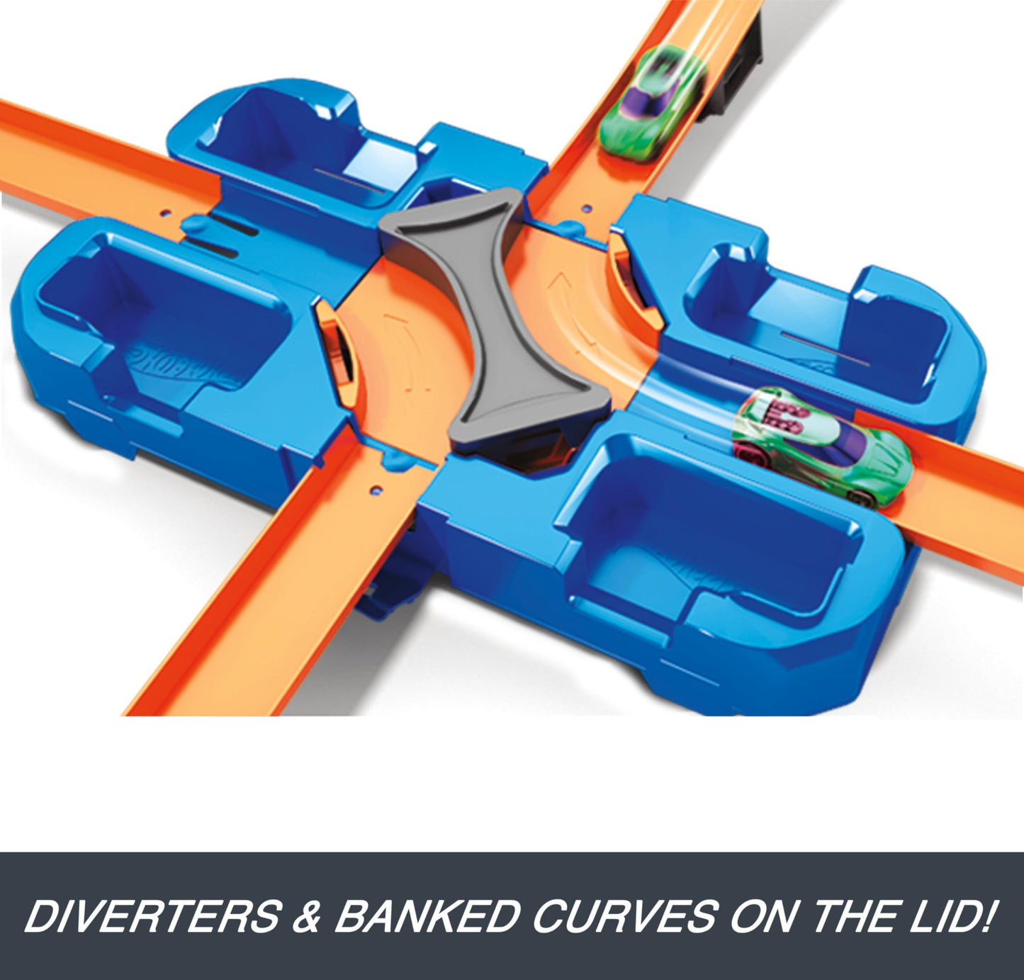 Hot Wheels Toy Car Track Builder Playset, Deluxe Stunt Box with 25 Component Parts & 1:64 Scale Vehicle (Amazon Exclusive)