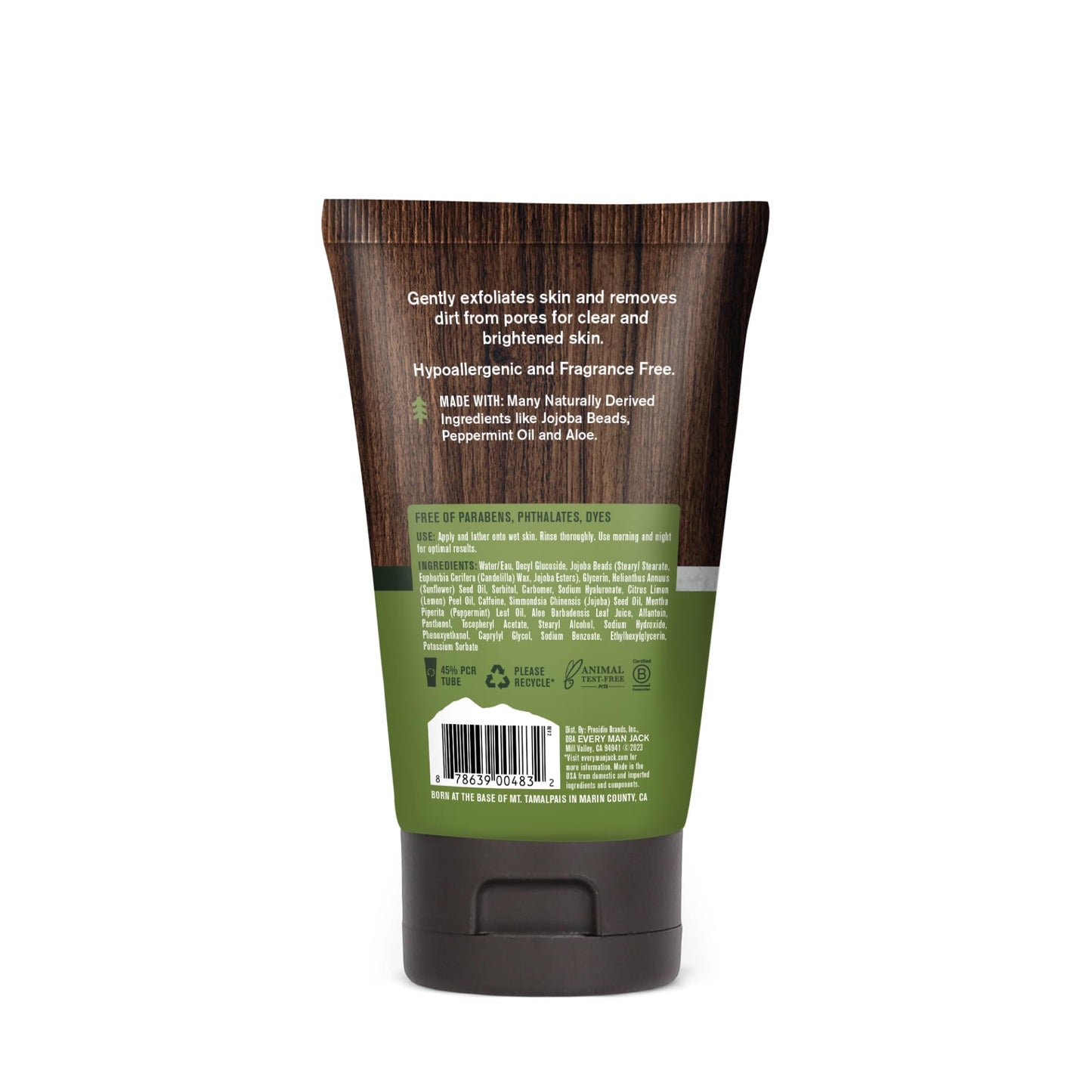 Every Man Jack Gentle Exfoliating Face Scrub for Men, Jojoba Beads & Hyaluronic Acid, Revives & Moisturizes Skin, 4.2 oz Twin Pack