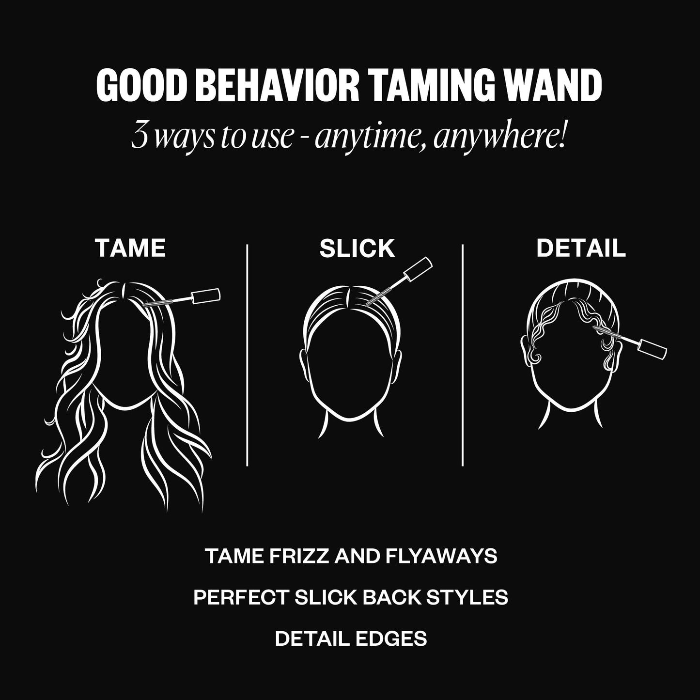IGK Good Behavior Frizz & Flyaway Hair Taming Wand – Lightweight Gel Control Stick for Smooth, Sleek Hair, Anti-Frizz Styling, 0.24 oz