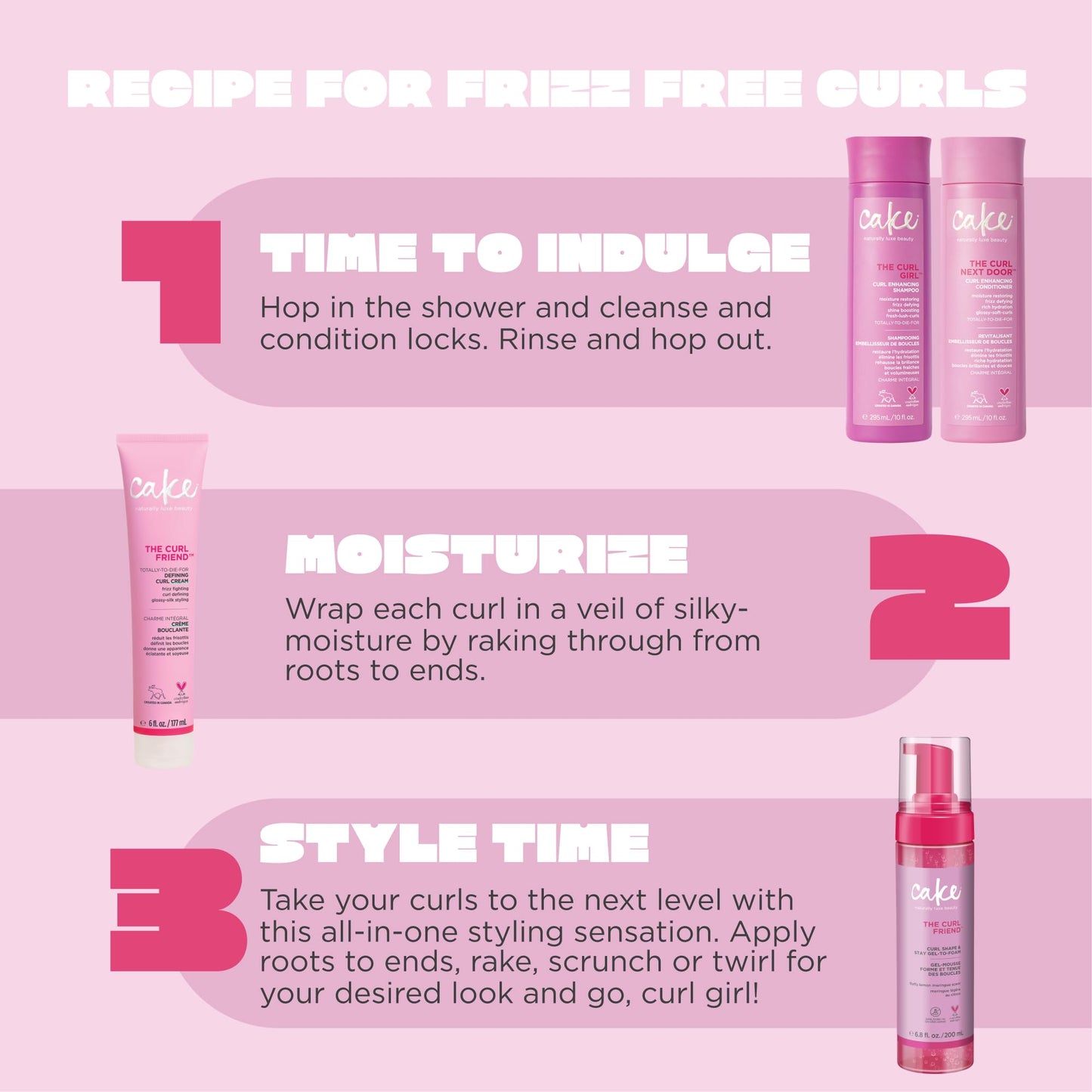 Cake Beauty The Curl Friend Gel-to-Foam Styler | Volumizing High Hold Curl Gel | Flake-Free Frizz Control with Coconut Oil & Shea Butter | 6.8 fl oz