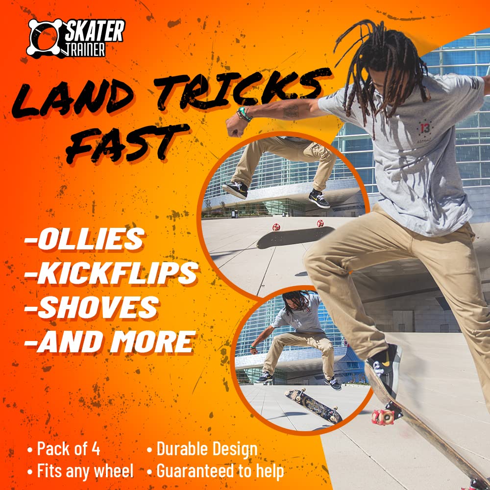 Skater Trainers for Kids 8-12 - Learn Ollies, Kickflips & Tricks Faster - Skateboarding Accessories, Stocking Stuffers, Fits All Wheels