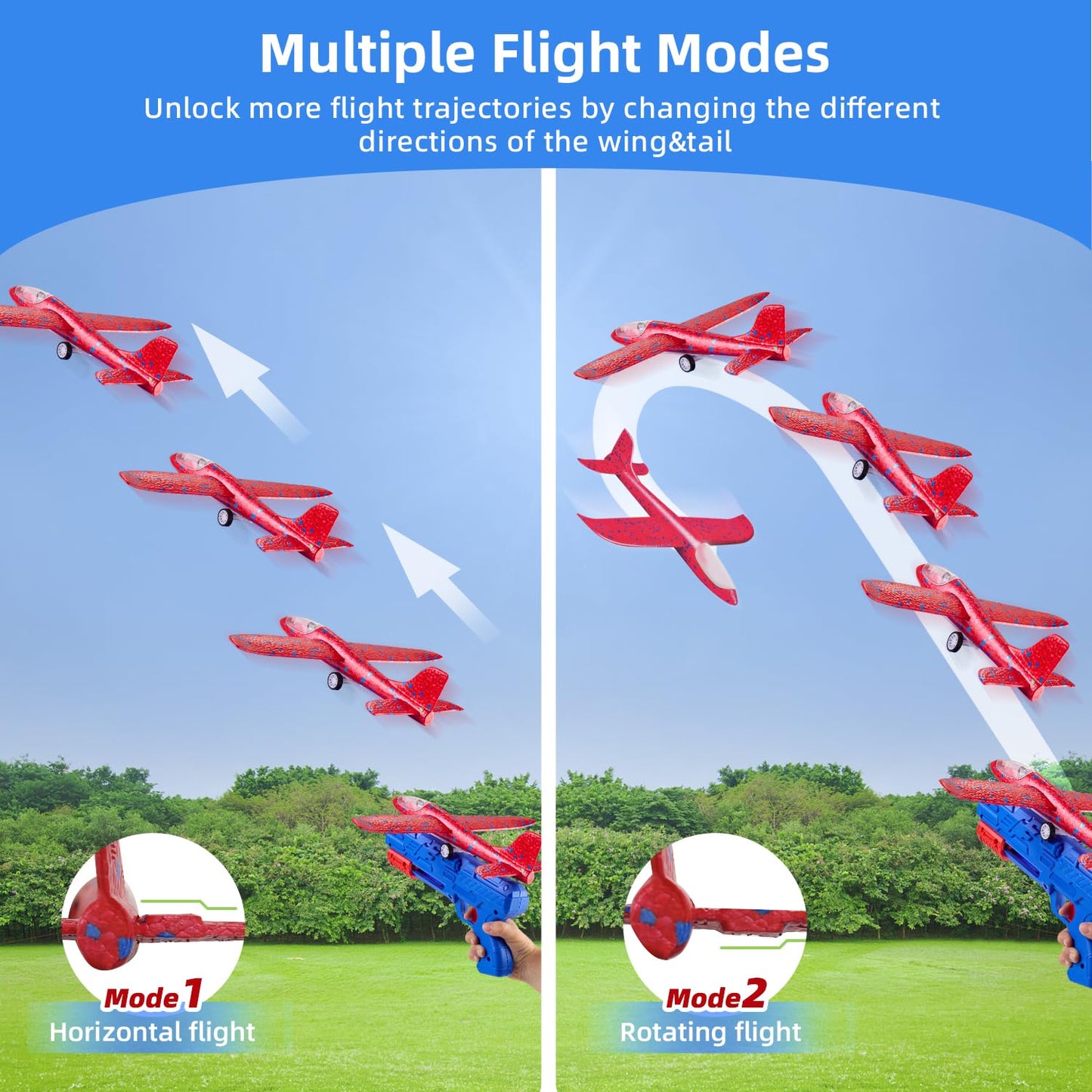 Neoot 3-Pack Airplane Launcher Toys for Kids Ages 3-12 – Glider Planes with 2 Flight Modes, Outdoor Fun & Educational Birthday Gift