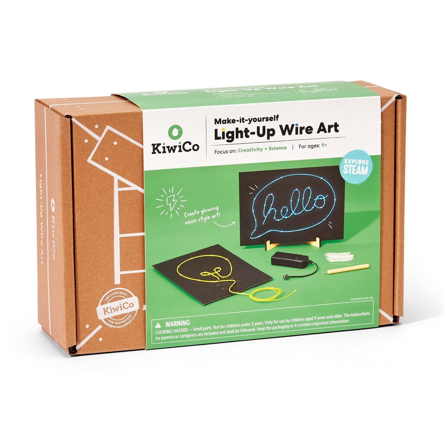 KiwiCo Light-Up Wire Art Kit – DIY Electroluminescent Signs for Kids | EL Wires, Battery Packs, Templates & Instructions Included