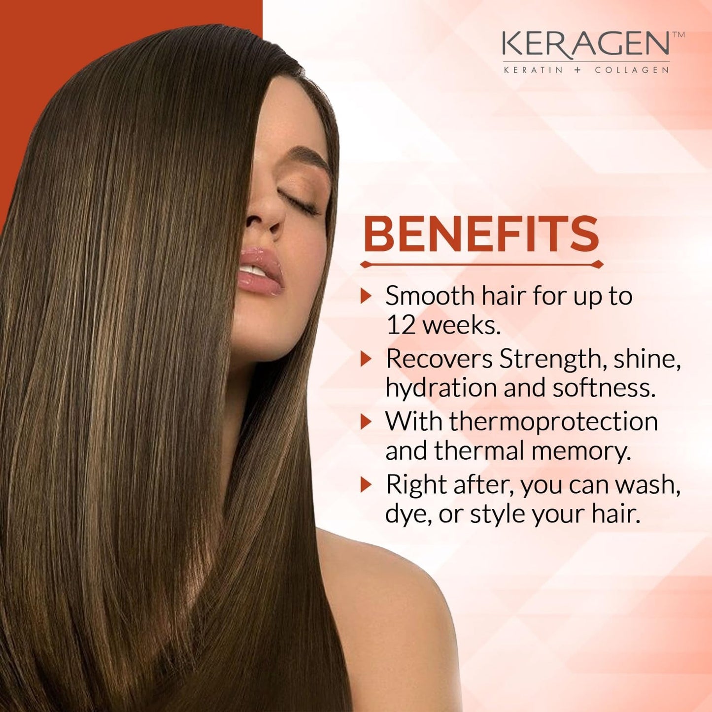 KERAGEN Brazilian Keratin Hair Treatment | Forte Blowout Straightening System for Dry, Damaged, Frizzy Hair | Sulfate-Free, For Medium to Coarse Hair, 16 Oz
