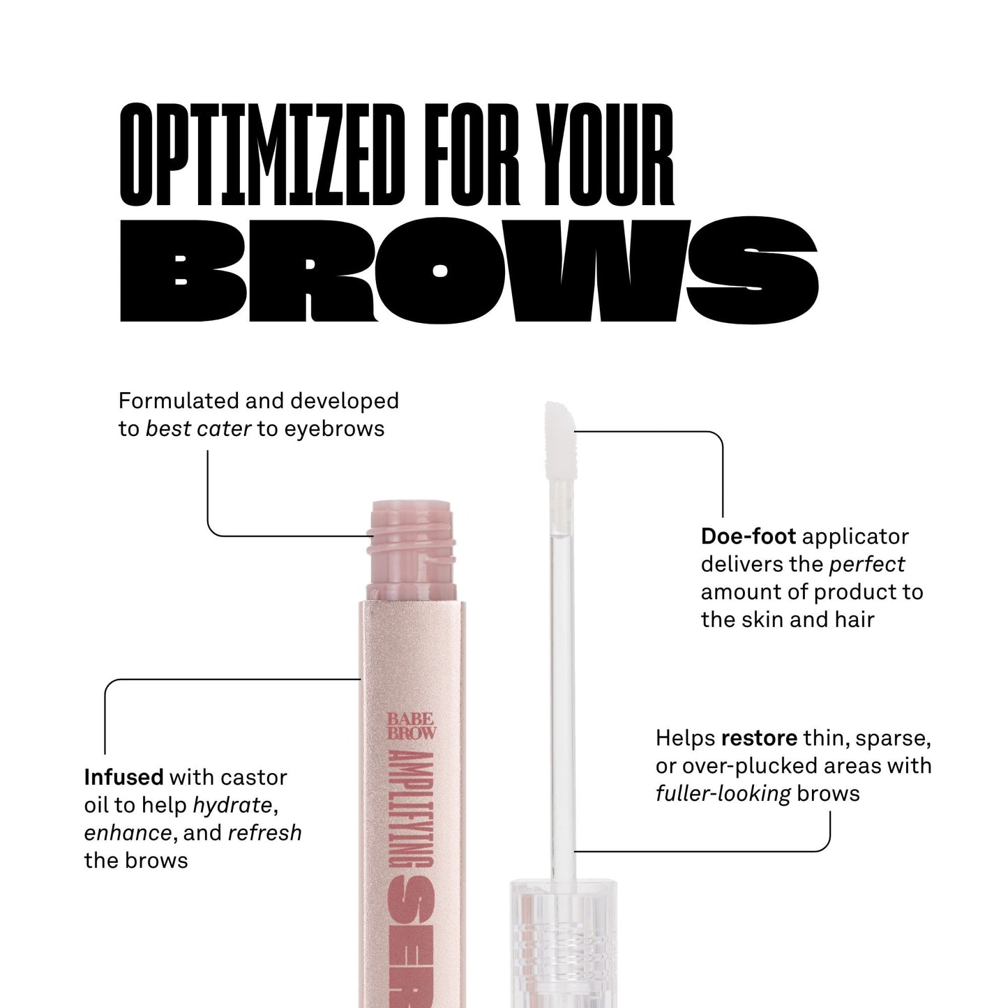 Babe Original Eyebrow Serum For Thicker Brows - Brow Serum with Castor Oil, Biotin, Repairing Amino Acids