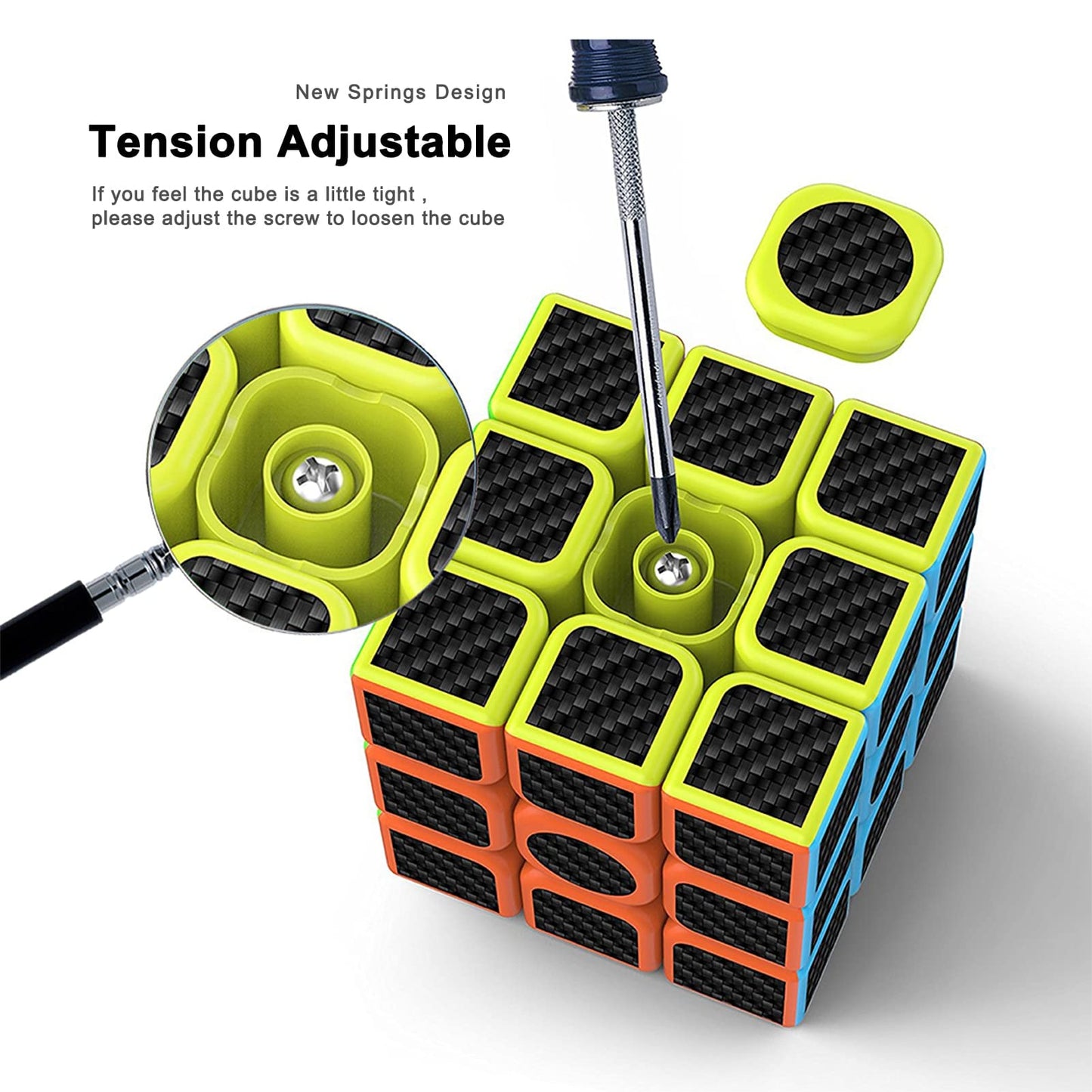 CFMOUR Original Speed Cube 3x3x3, Fast Magic Cube for Kids, Smooth Carbon Fiber Cubes, Puzzle Toys