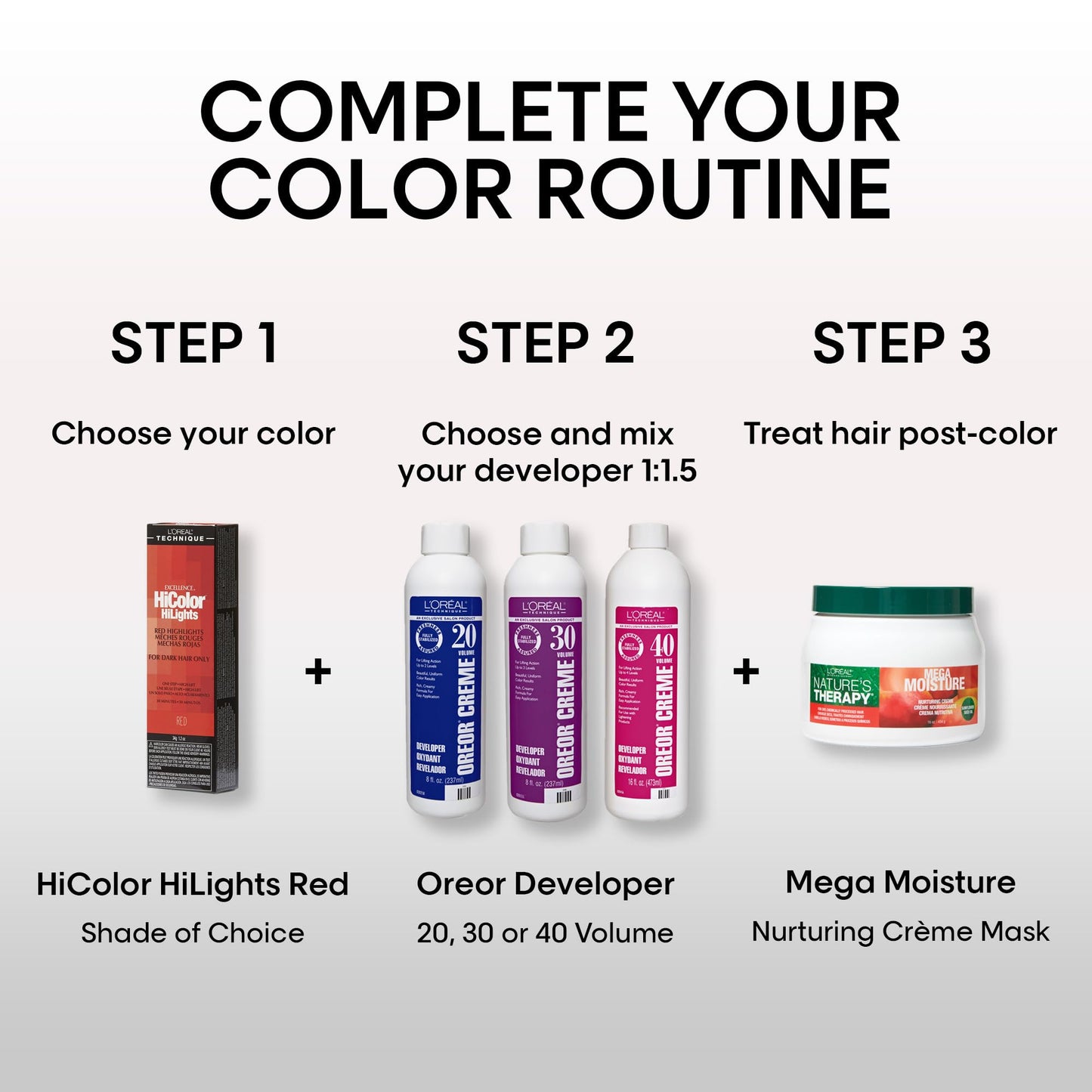 L'OREAL TECHNIQUE HiColor Red HiLights for Dark Hair – Intense Magenta Highlights, No Pre-Lightening, Rich No-Drip Creme, Quick Processing