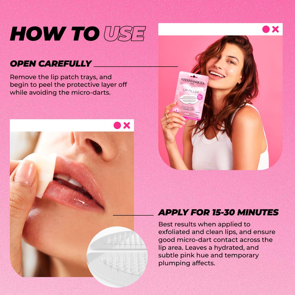 Instant Lip Filler Mask 3-Pack – Plump Lips in 30 Min with Vegan Collagen, Hyaluronic Acid & 400 Micro-Dart Patches, Korean Skincare