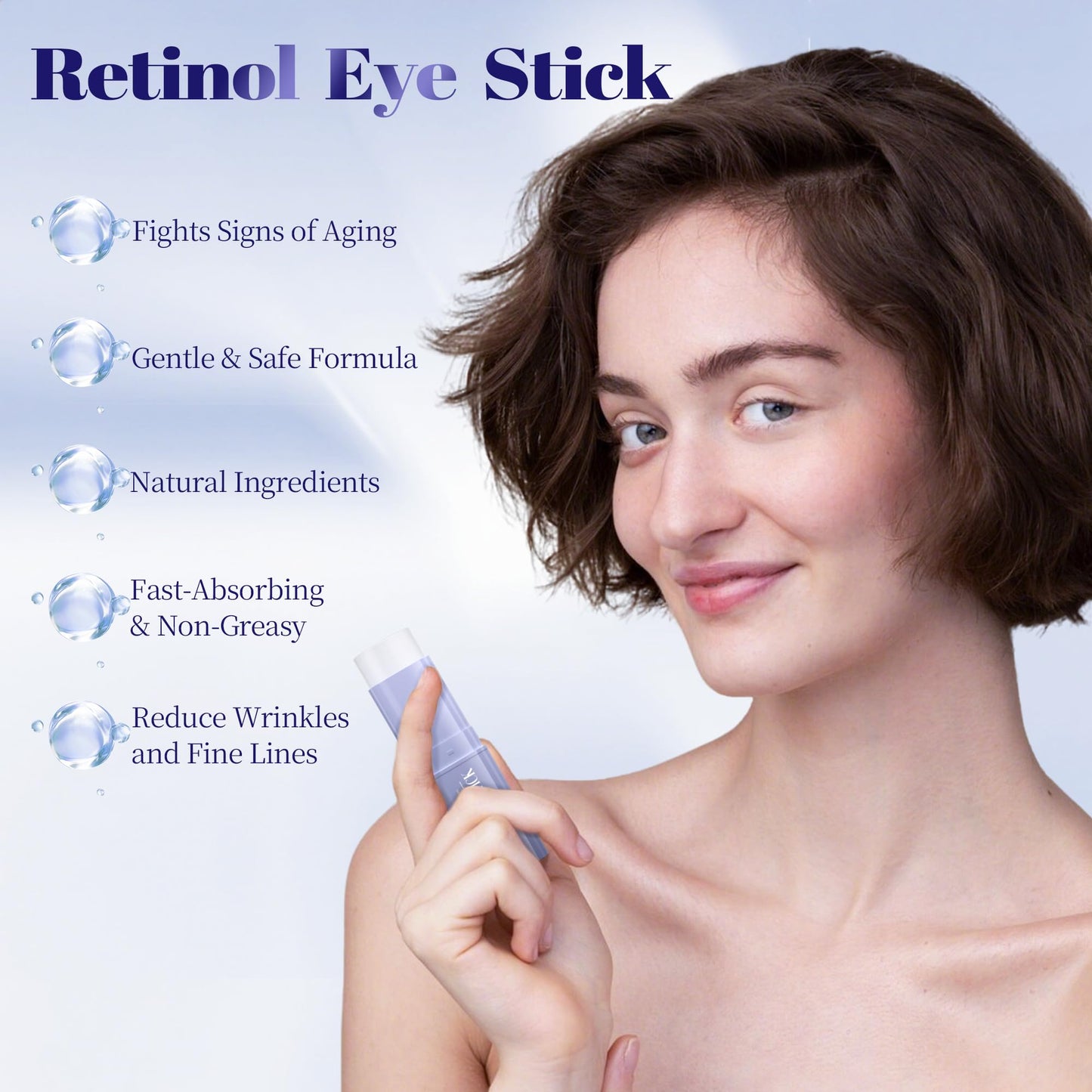 Retinol Eye Stick, Under Eye Balm for Dark Circles and Puffiness, Anti Aging Caffeine Cream Reduces Fine Lines, Wrinkles Moisturizer Stick (0.24oz/7g)