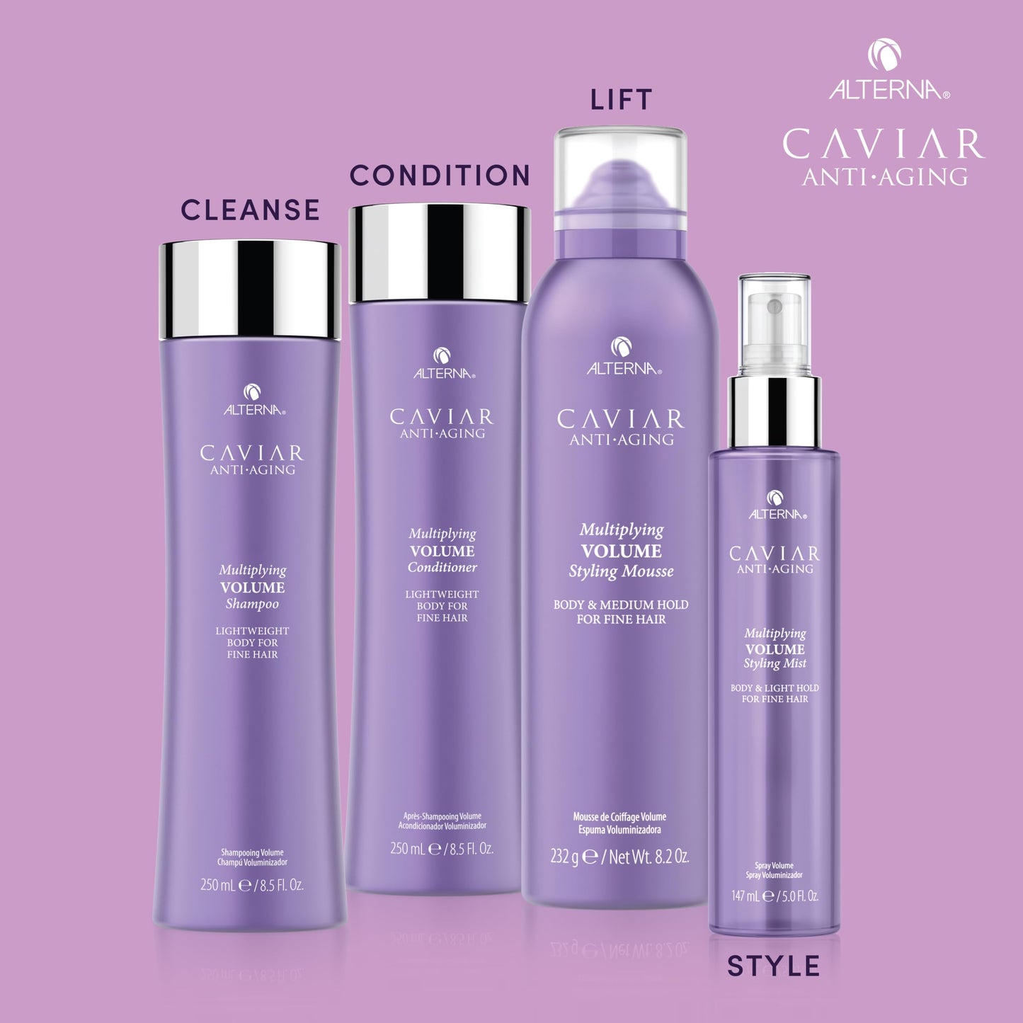 Alterna Haircare CAVIAR Anti-Aging Volume Styling Mousse 8.2 oz | For Fine, Thin Hair | Medium Hold | Adds Instant Volume & Thickness | Sulfate-Free