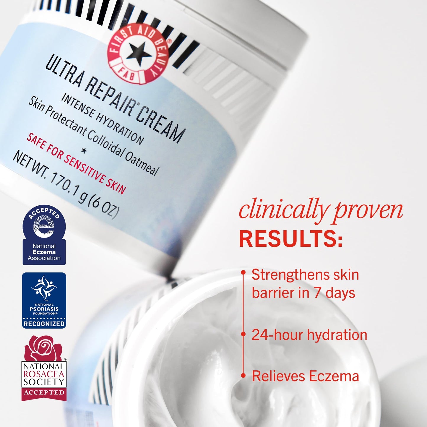 First Aid Beauty Ultra Repair Cream - 6oz Whipped Moisturizer with Colloidal Oatmeal, Clinically Proven Hydration & Skin Barrier Relief for Eczema