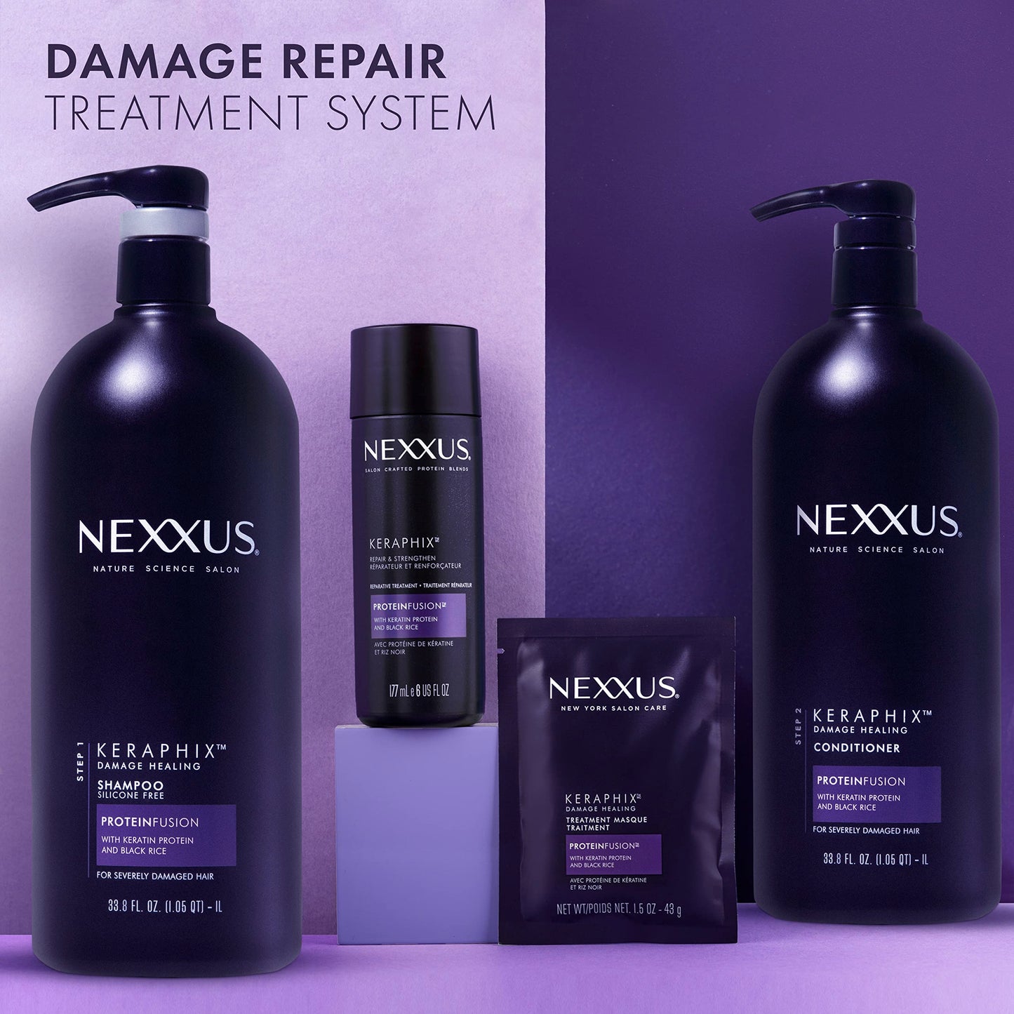 Nexxus Keraphix ProteinFusion Conditioner with Keratin Protein and Black Rice Conditioner for Damaged Hair 33.8 oz