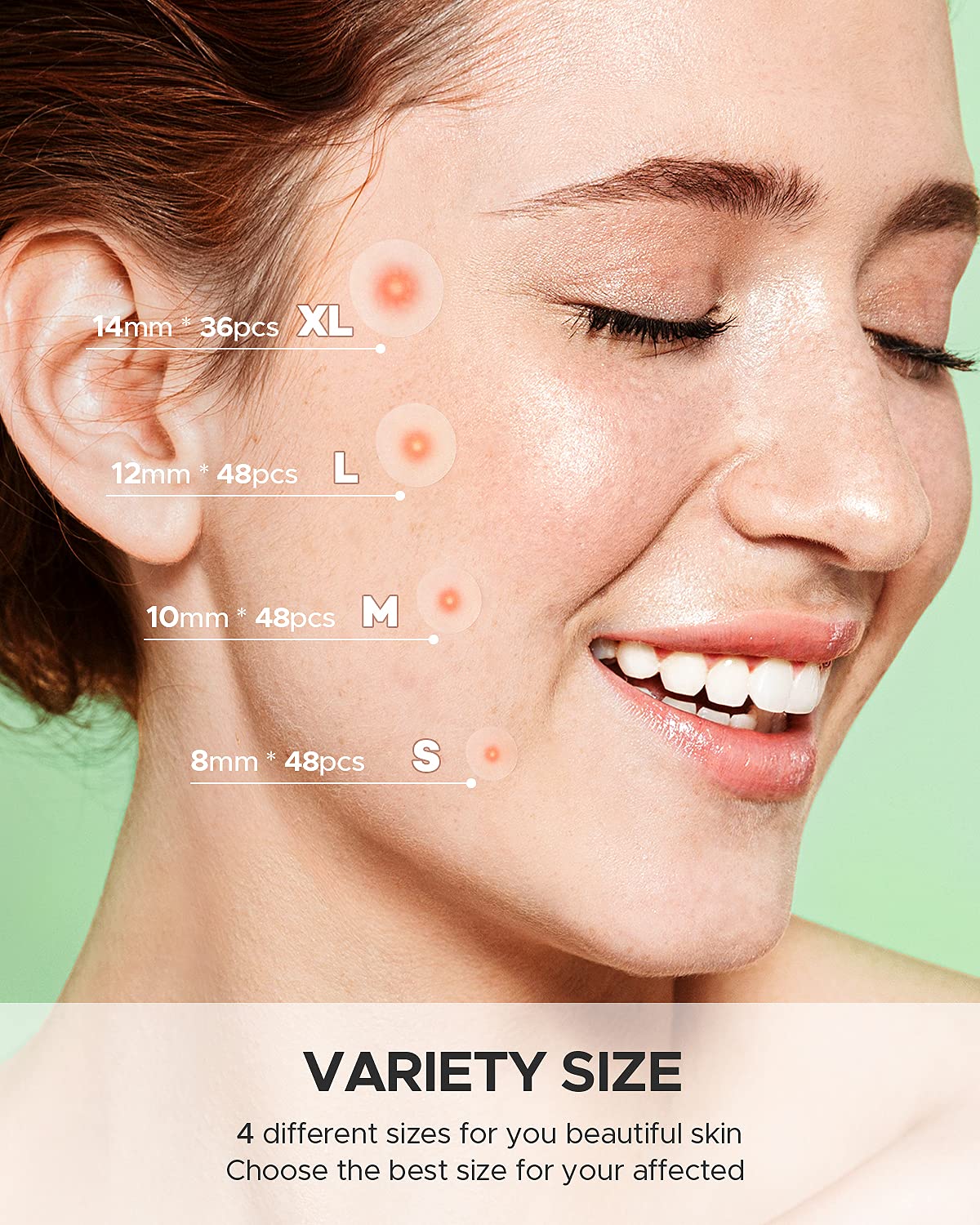 ZATKTK Acne Pimple Patch - 180 Hydrocolloid Spot Patches, 4 Sizes, Tea Tree & Calendula Oil, Invisible Acne Treatment for Face, FSA Eligible