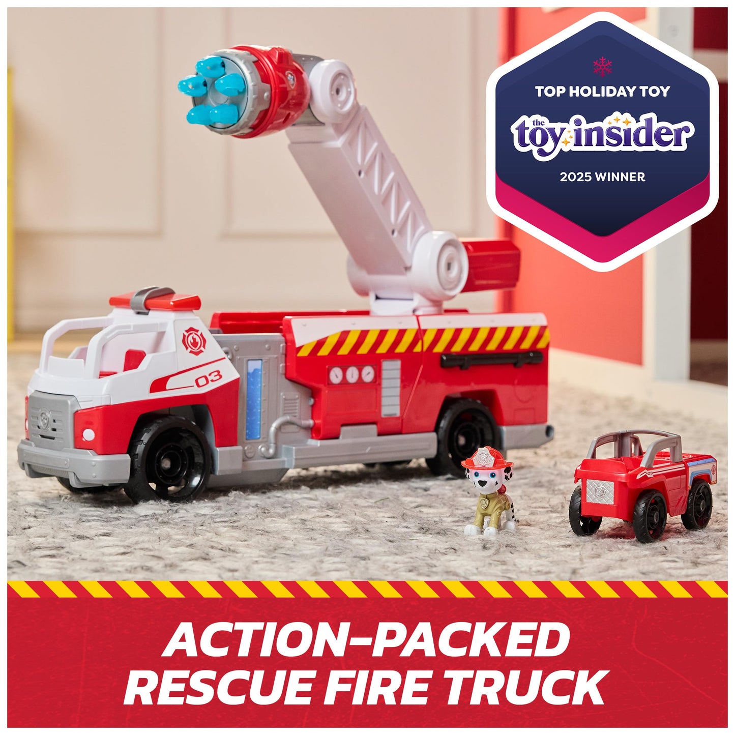 Paw Patrol Fire Rescue: Rapid Reload Fire Truck with Marshall Figure, Quick-Fire Launcher, Lights & Sounds, Kids Toys for Boys & Girls Ages 3 and Up