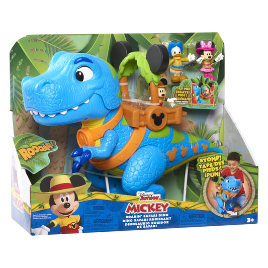 Disney Junior Mickey Mouse Funhouse Roarin' Safari Dino, 4-piece Figures and Playset, Dinosaur, Kids Toys for Ages 3 Up by Just Play